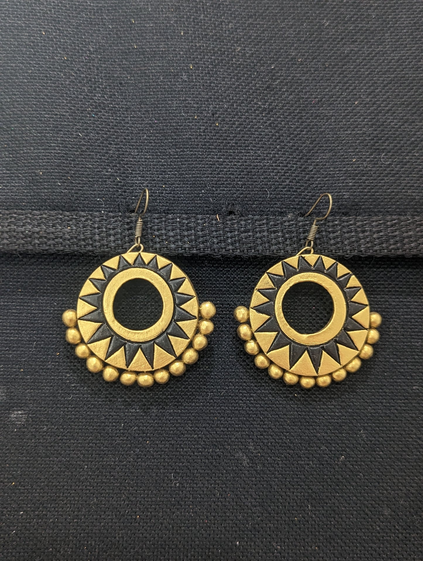 Terracotta Ramleela Large hook drop Earrings - Simpliful