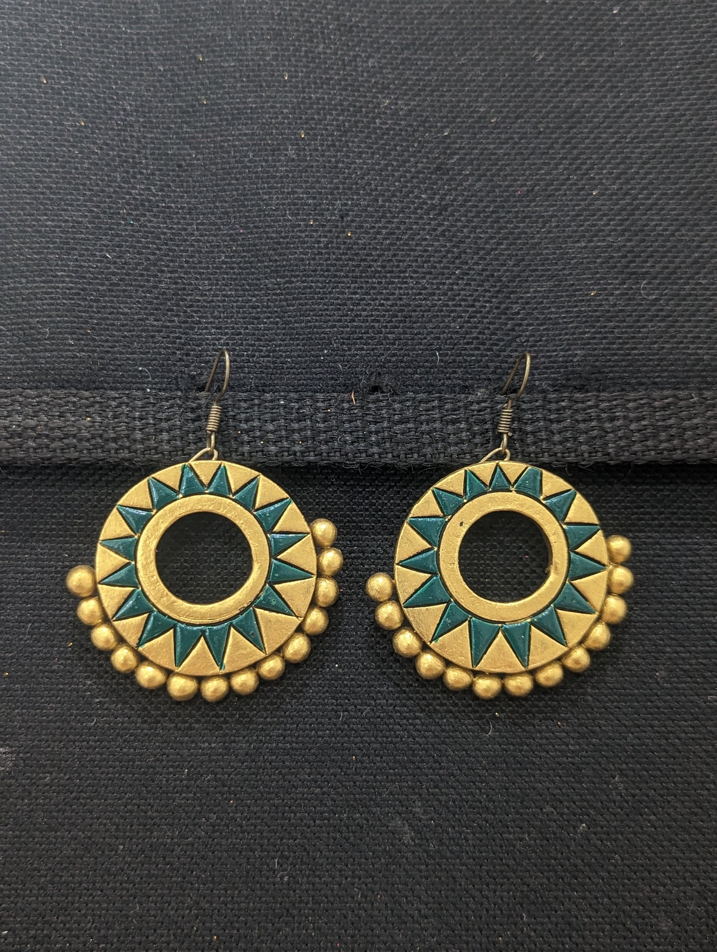 Terracotta Ramleela Large hook drop Earrings - Simpliful