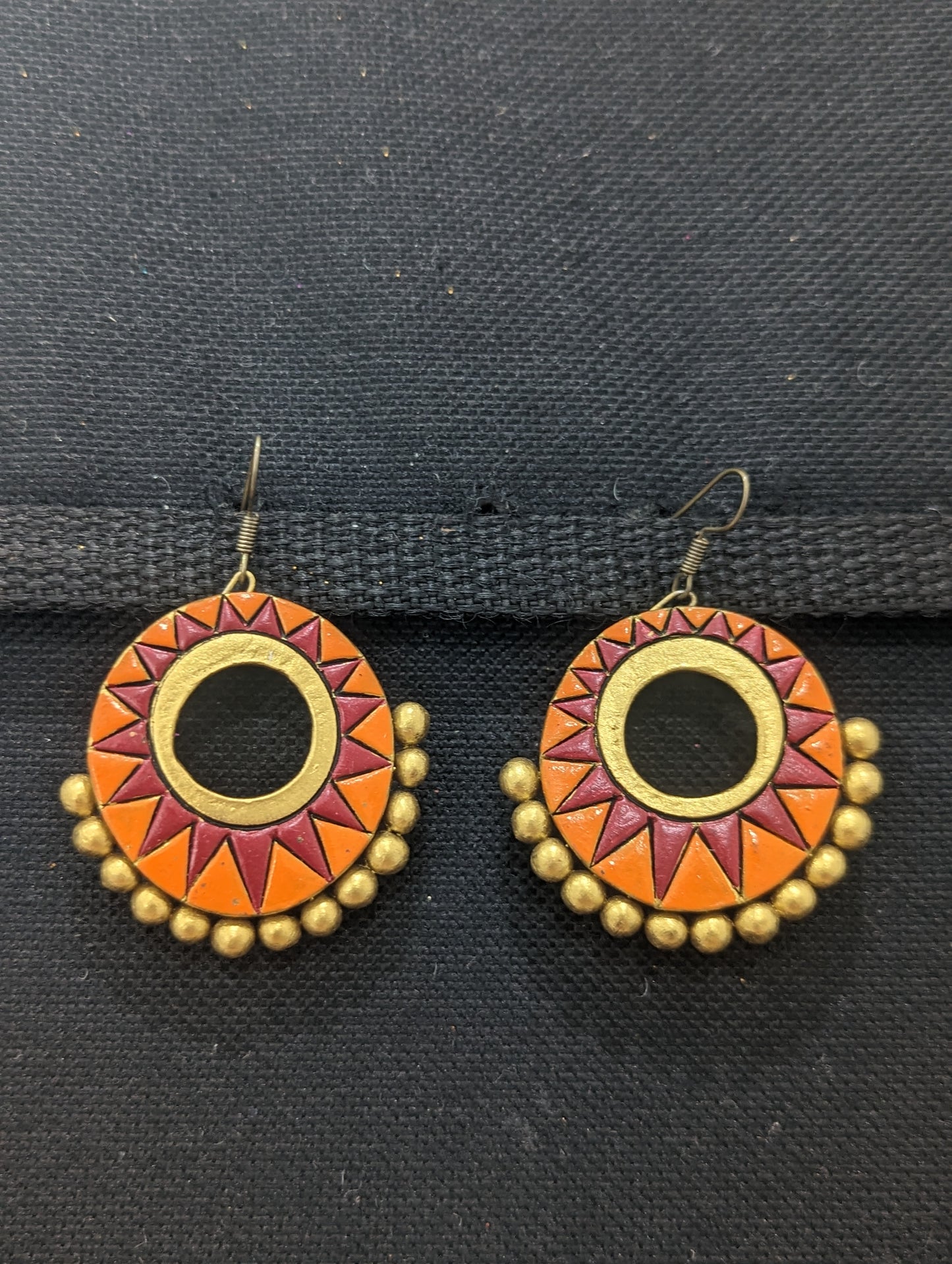 Terracotta Ramleela Large hook drop Earrings - Simpliful
