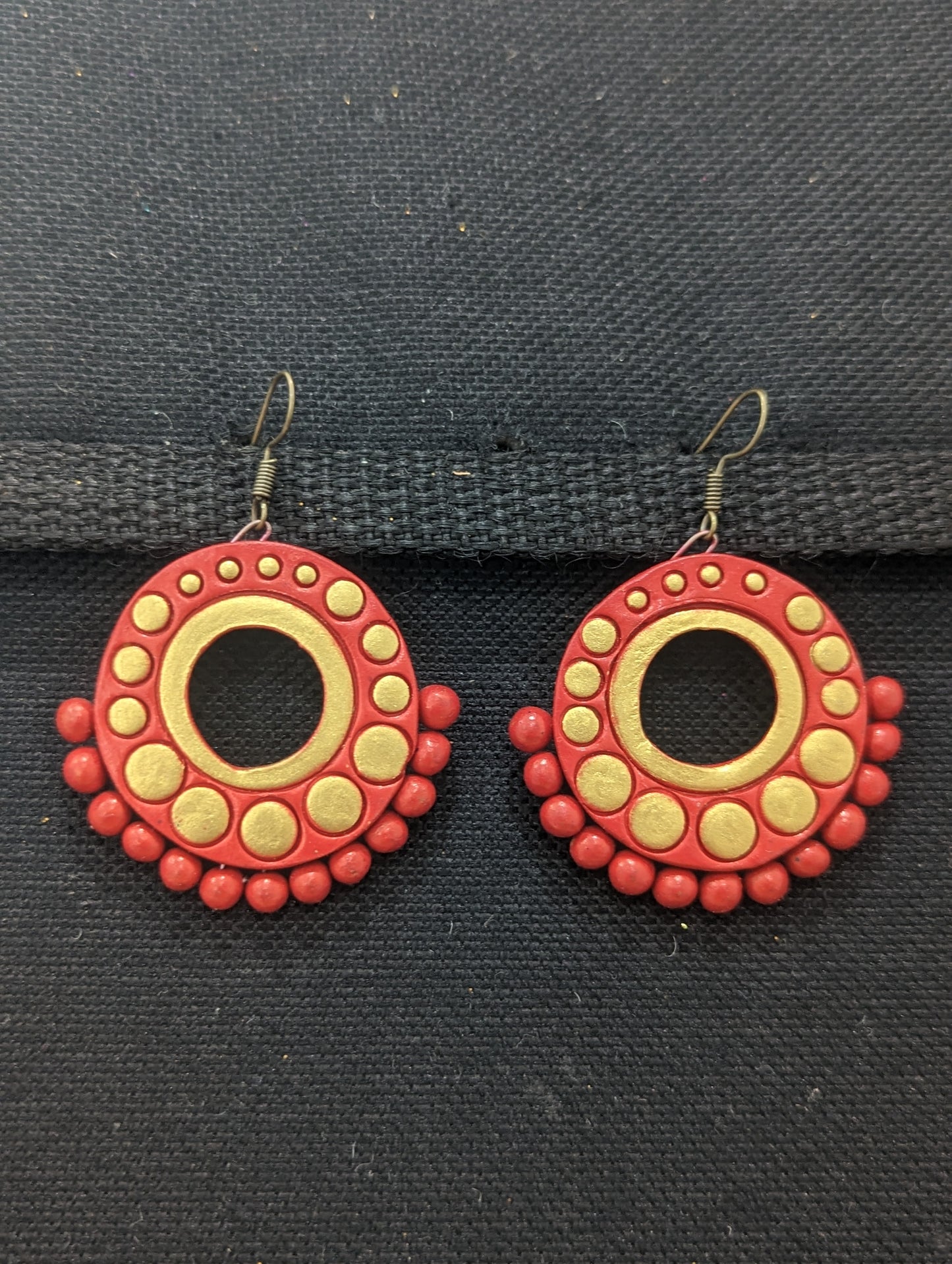 Terracotta Ramleela Large hook drop Earrings - Simpliful