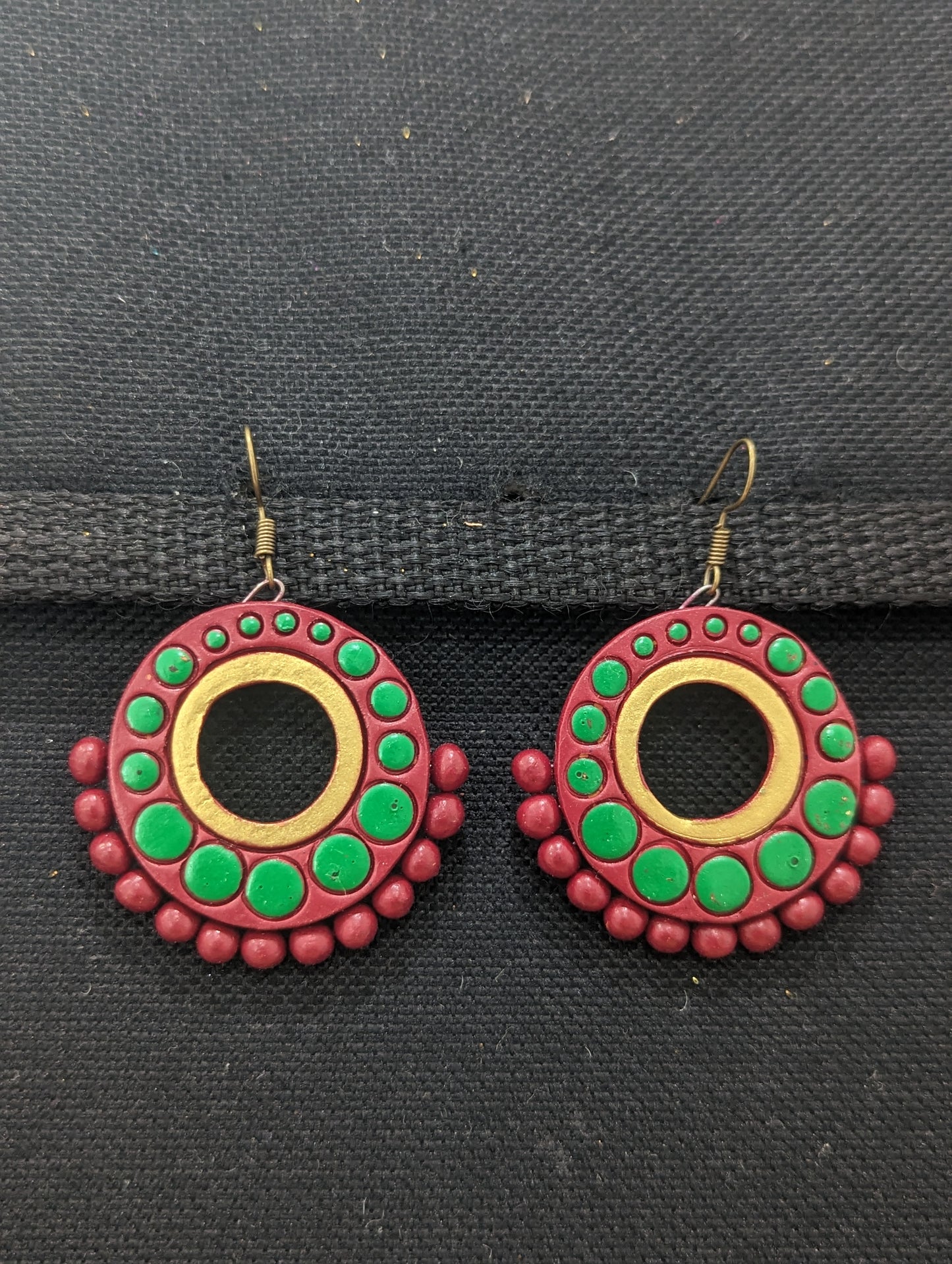Terracotta Ramleela Large hook drop Earrings - Simpliful