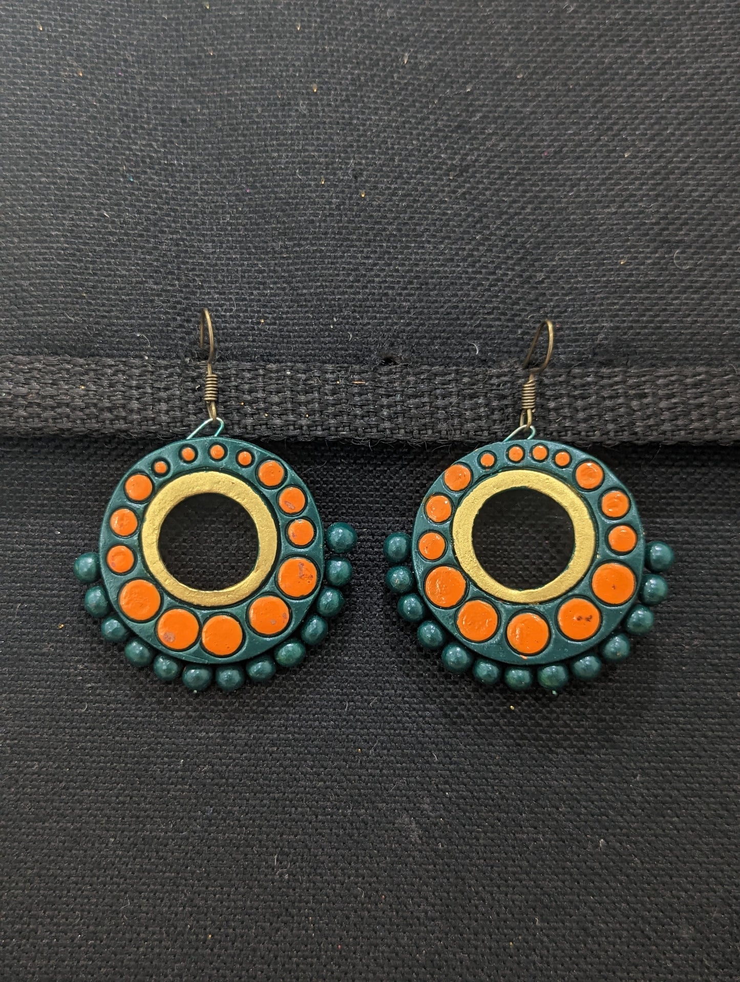 Terracotta Ramleela Large hook drop Earrings - Simpliful