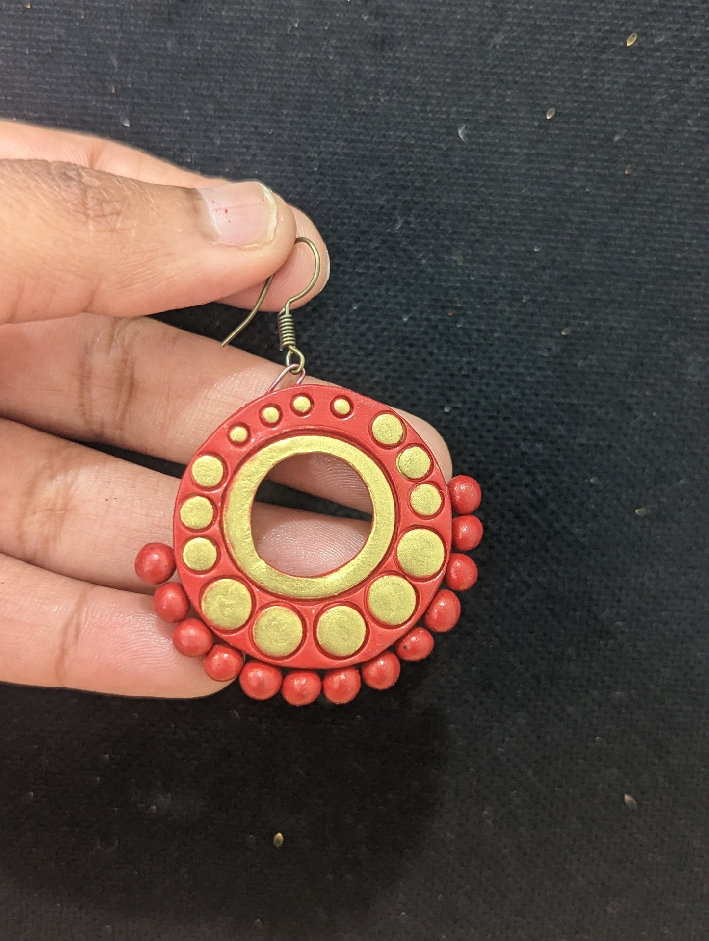 Terracotta Ramleela Large hook drop Earrings - Simpliful