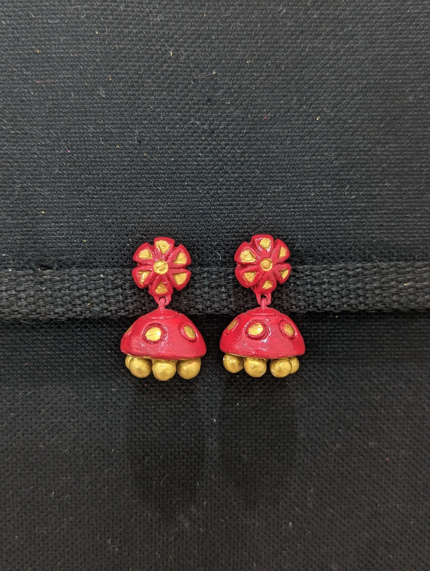 Terracotta Small Stud Jhumka Earrings - Simpliful