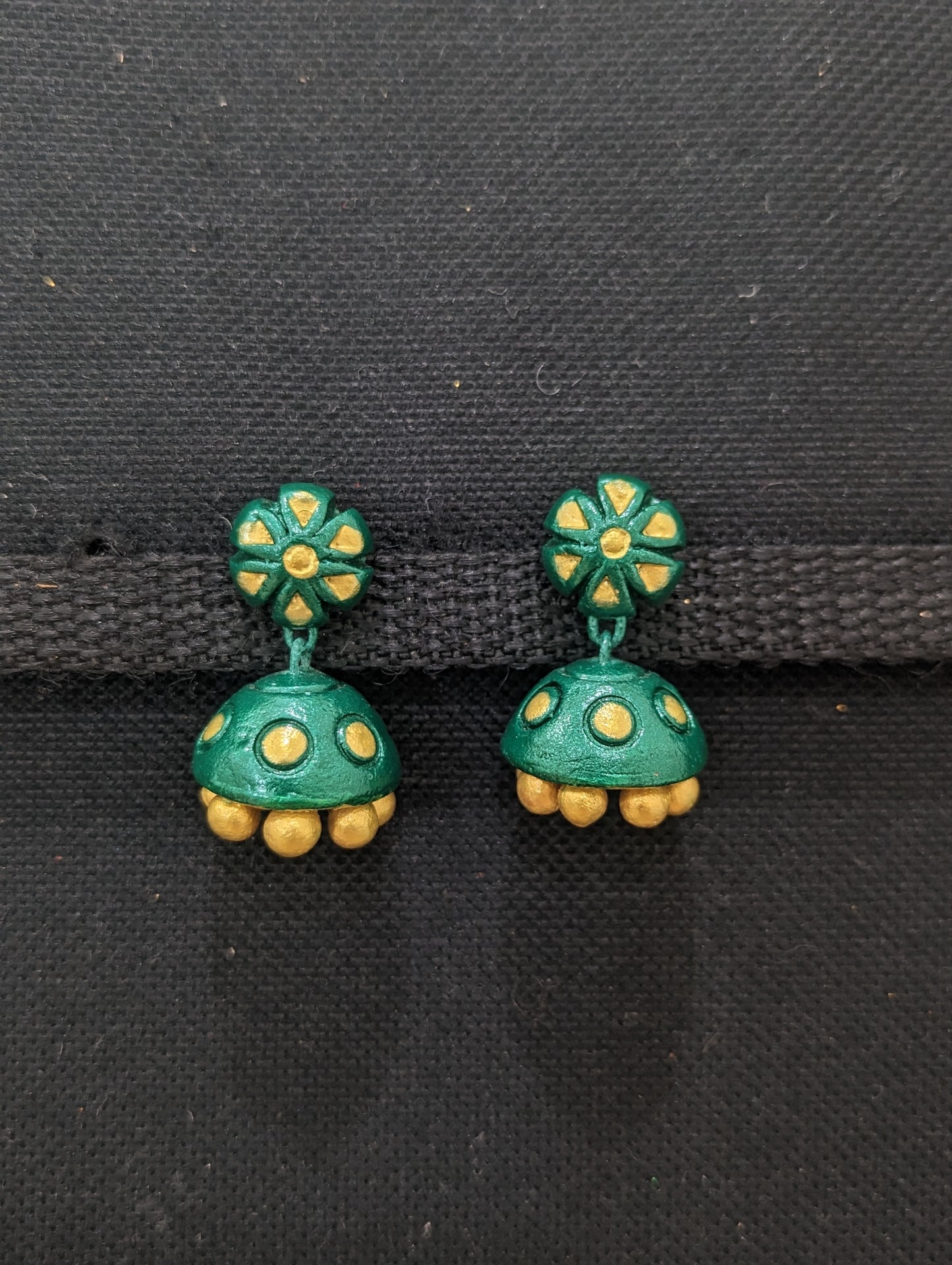 Terracotta Small Stud Jhumka Earrings - Simpliful