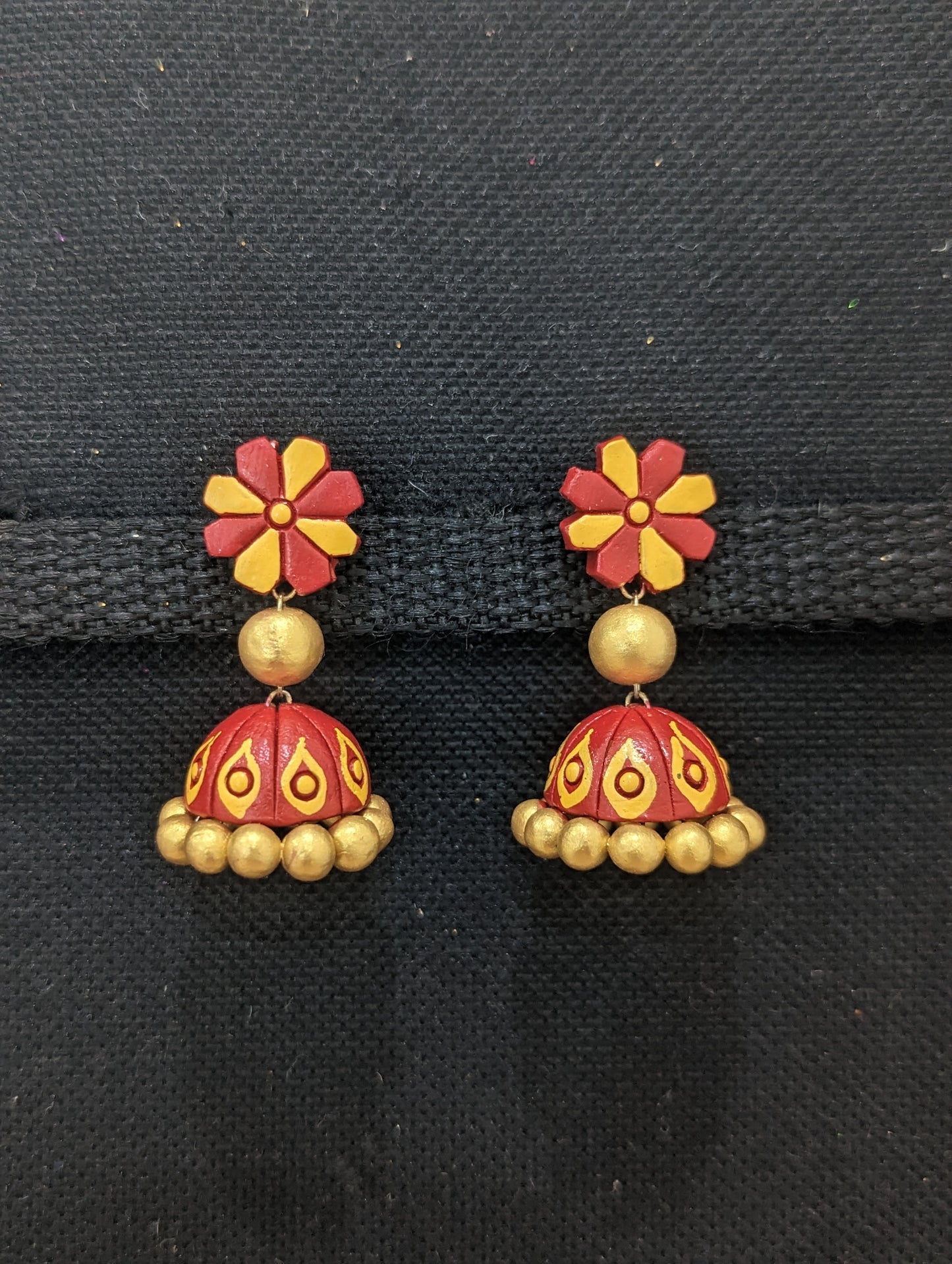 Terracotta Small Stud Jhumka Earrings - Simpliful