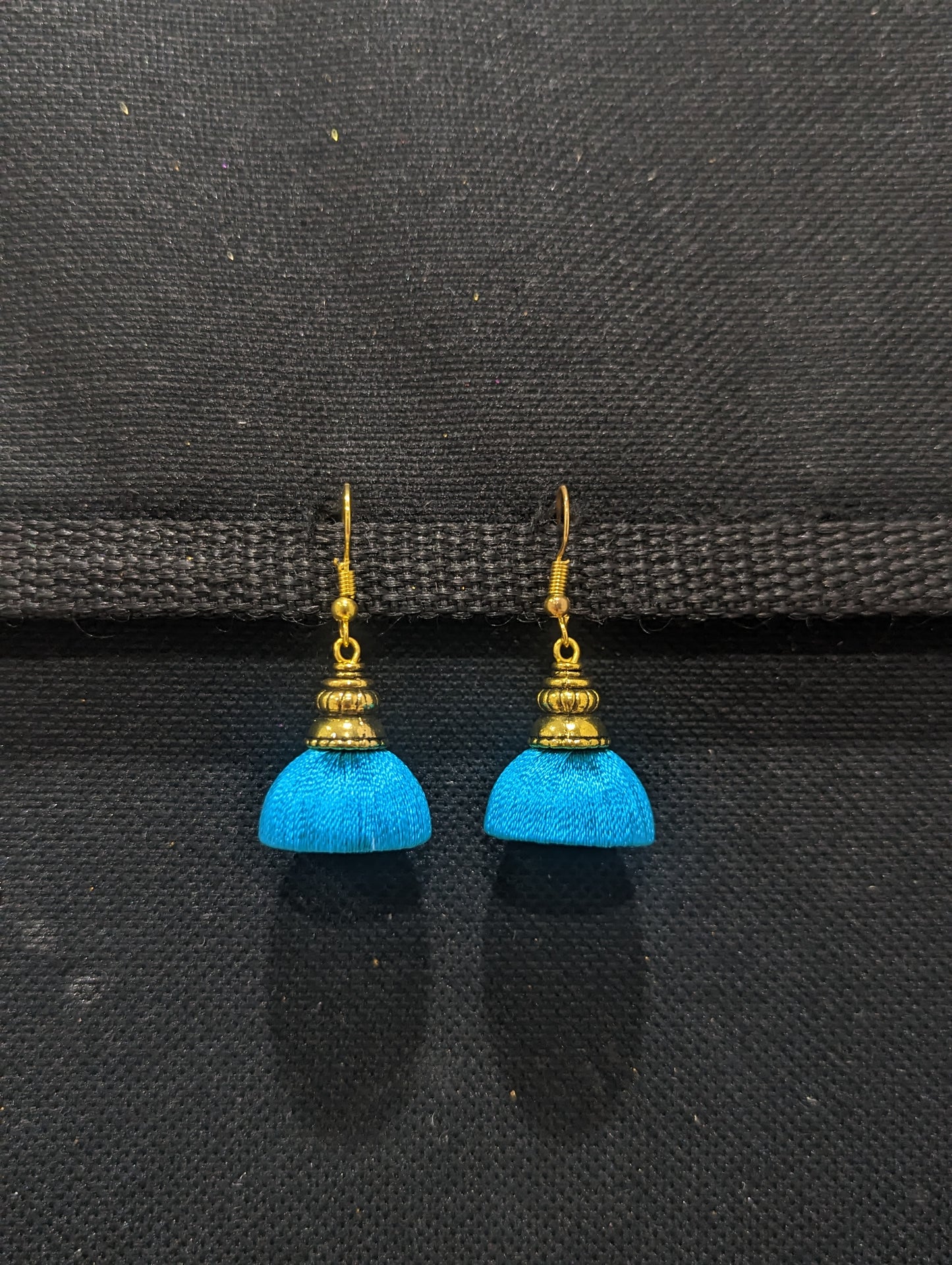 Silk Thread Gold cap small Jhumka Earrings - Simpliful