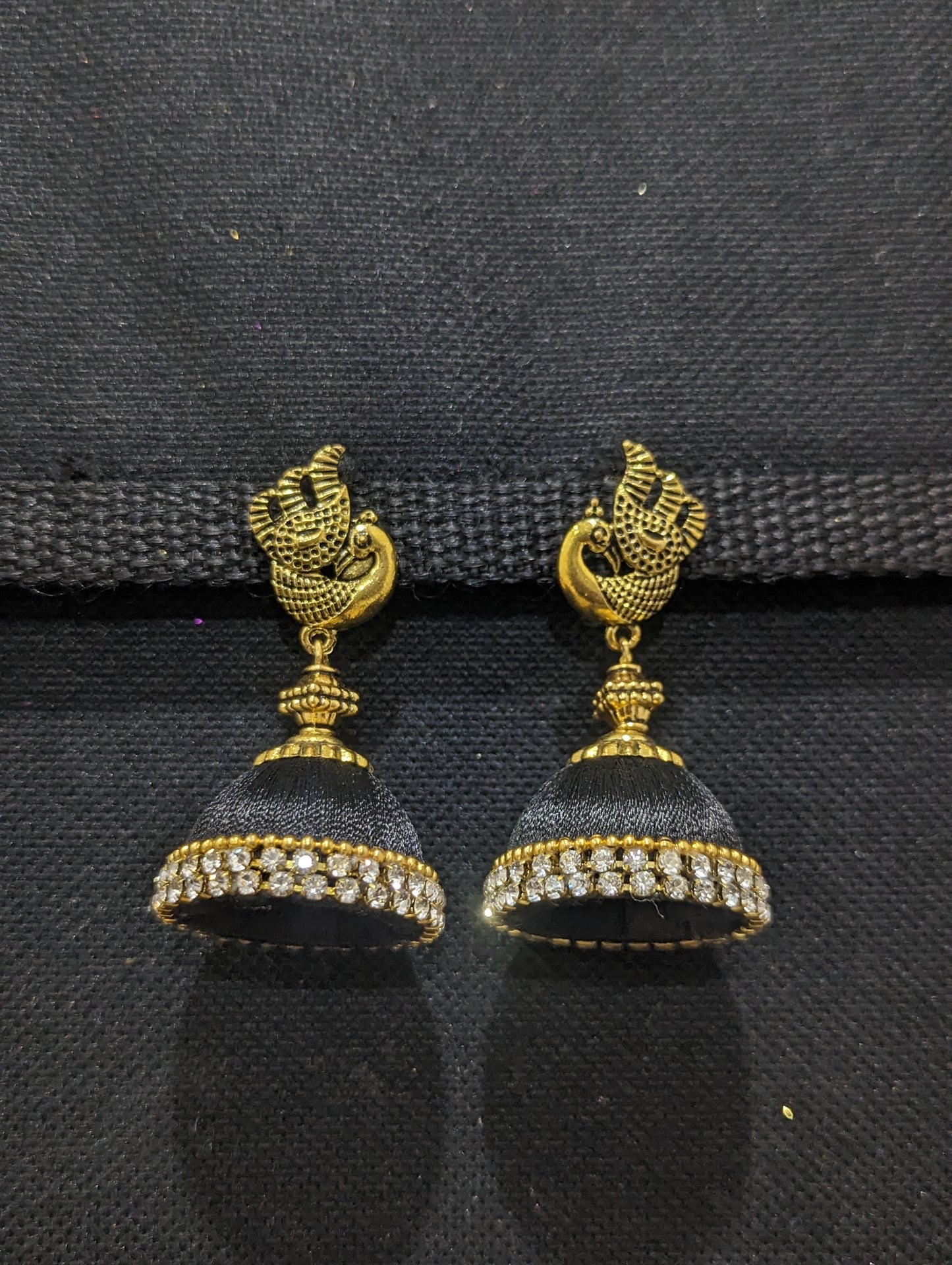 Silk thread Peacock stud Large Jhumka Earrings