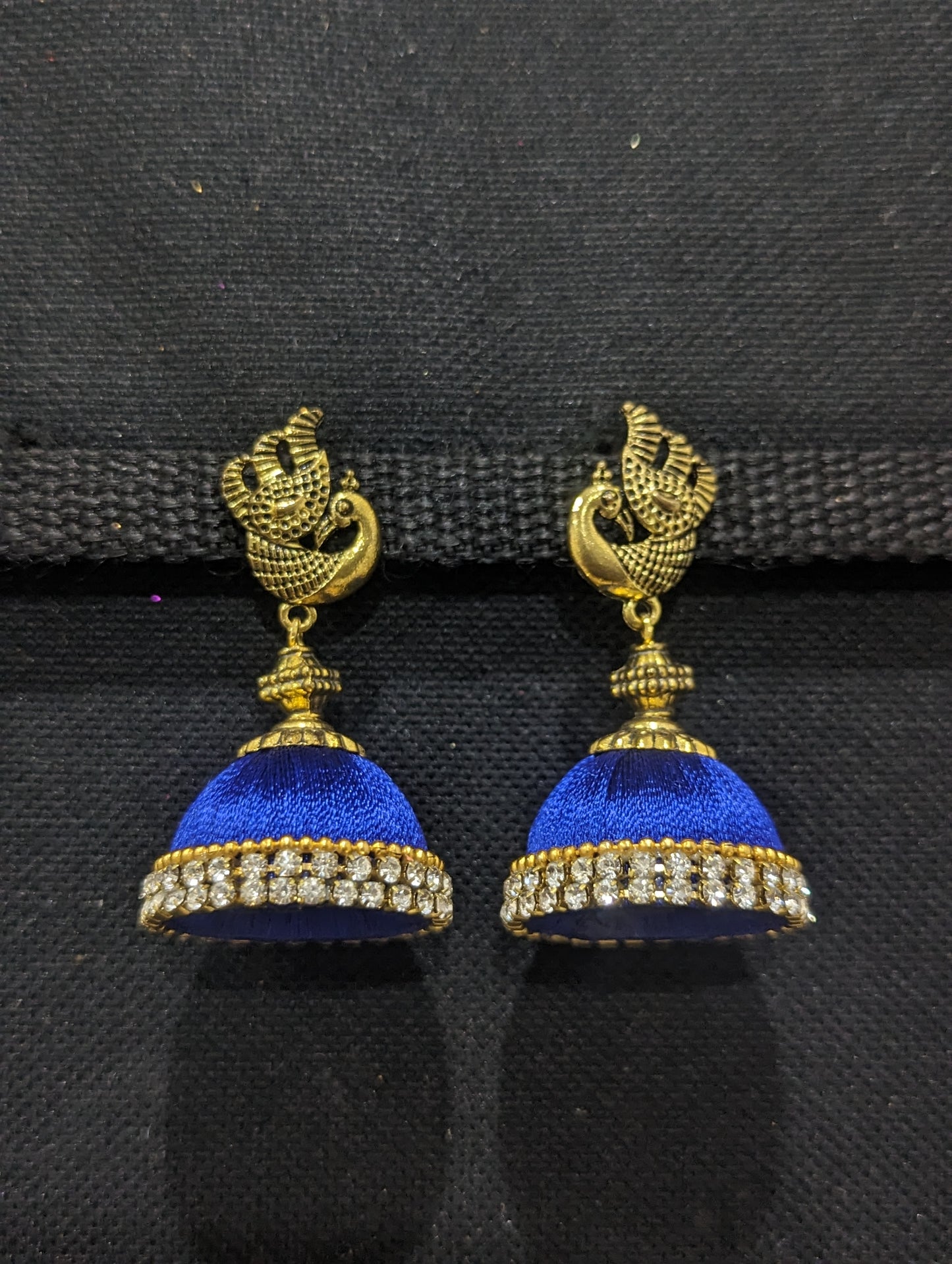 Silk thread Peacock stud Large Jhumka Earrings