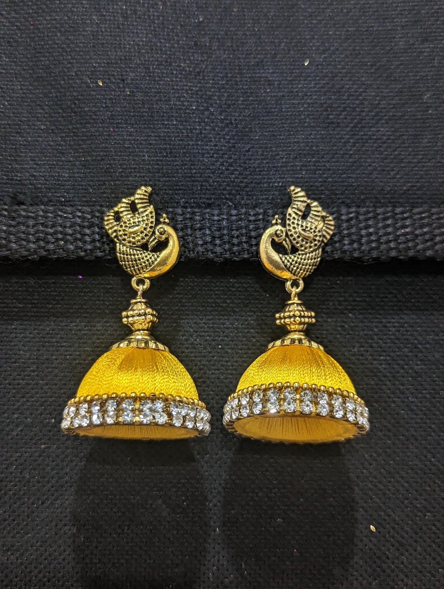 Silk thread Peacock stud Large Jhumka Earrings