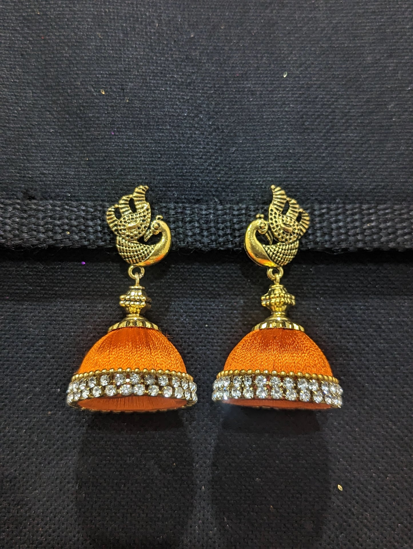 Silk thread Peacock stud Large Jhumka Earrings