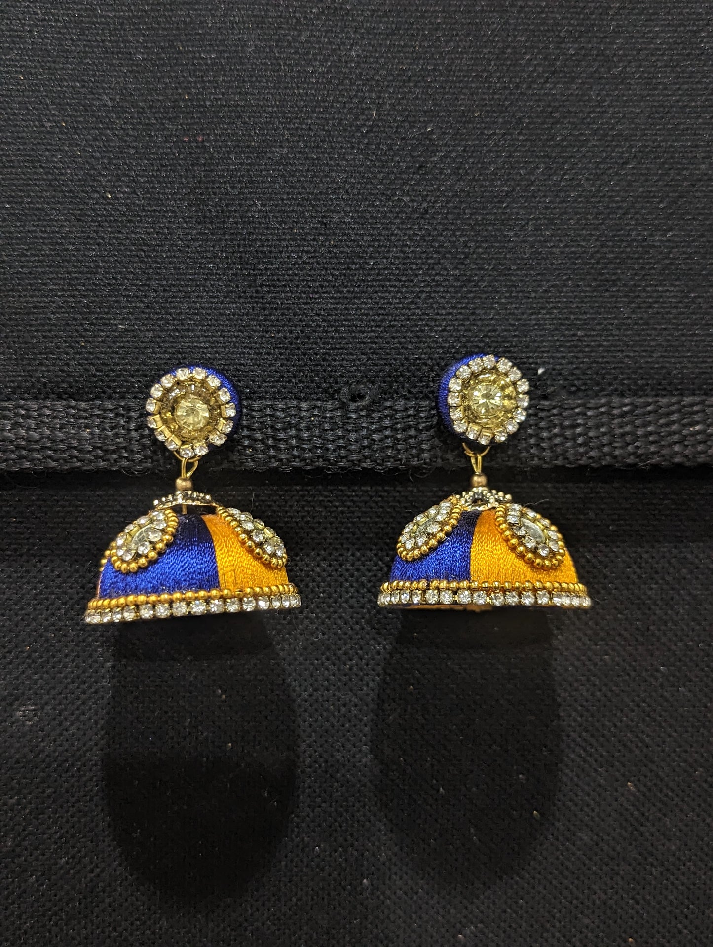 Silk thread stone work Large Jhumka Earrings