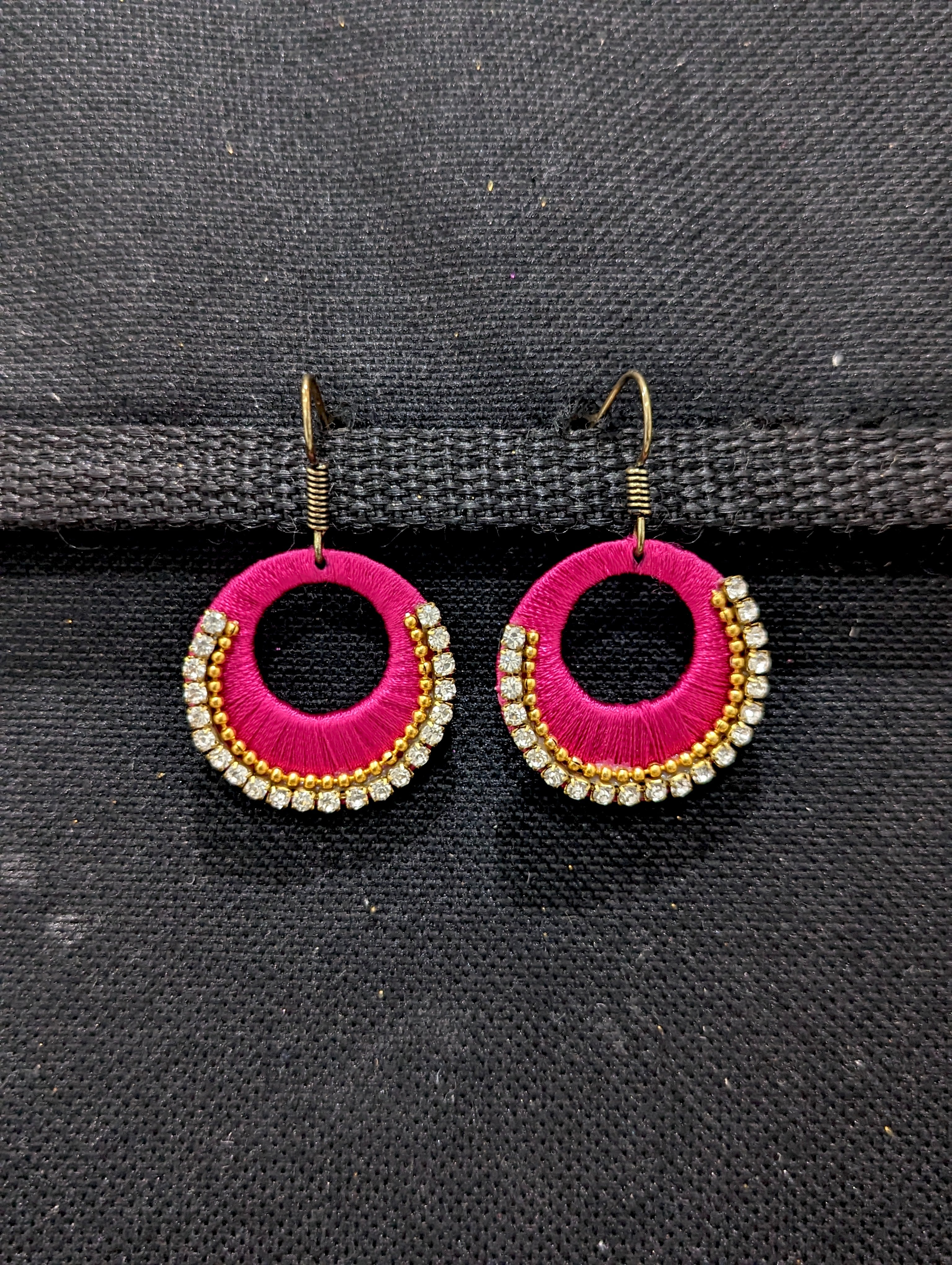 Silk thread Circle Chandbali Earrings - Main Image