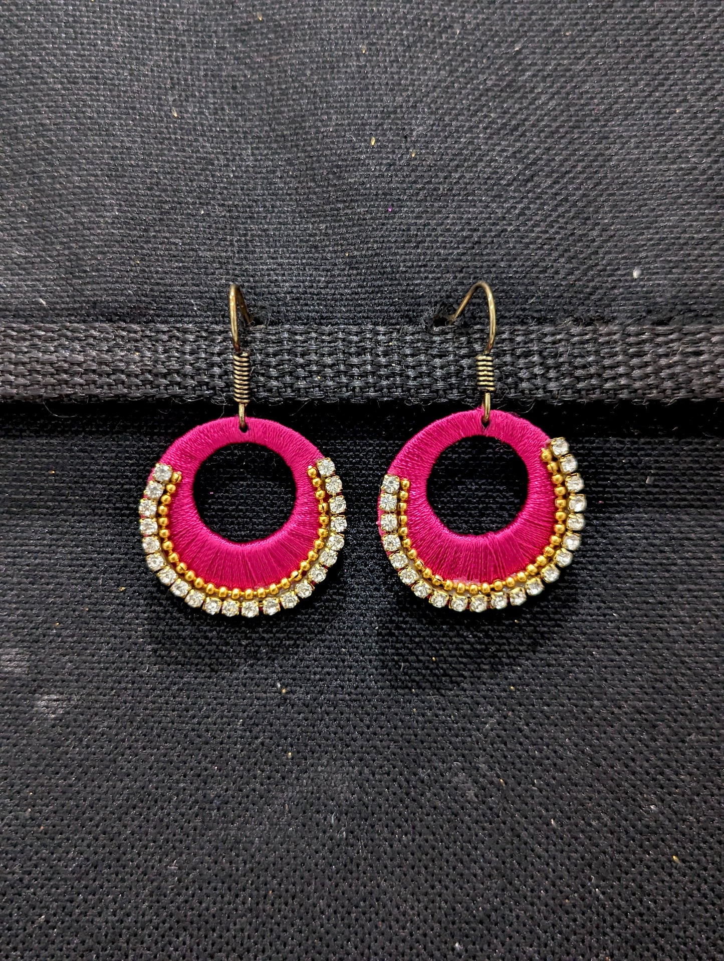 Silk thread Circle Chandbali Earrings