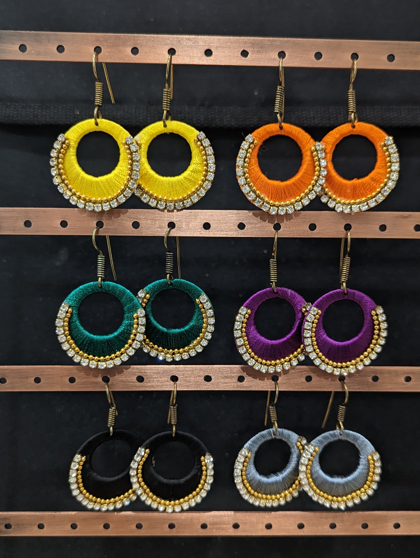 Silk thread Circle Chandbali Earrings