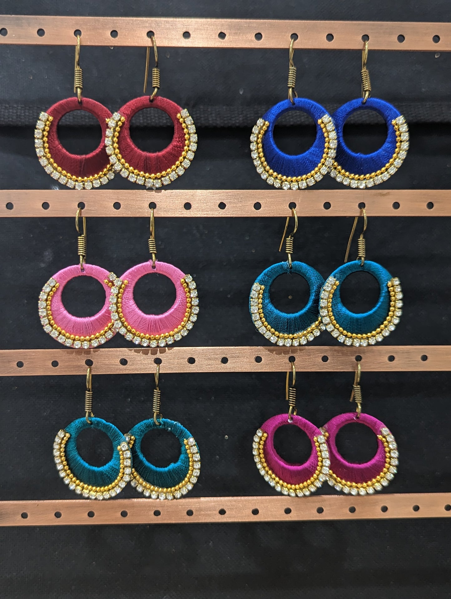 Silk thread Circle Chandbali Earrings
