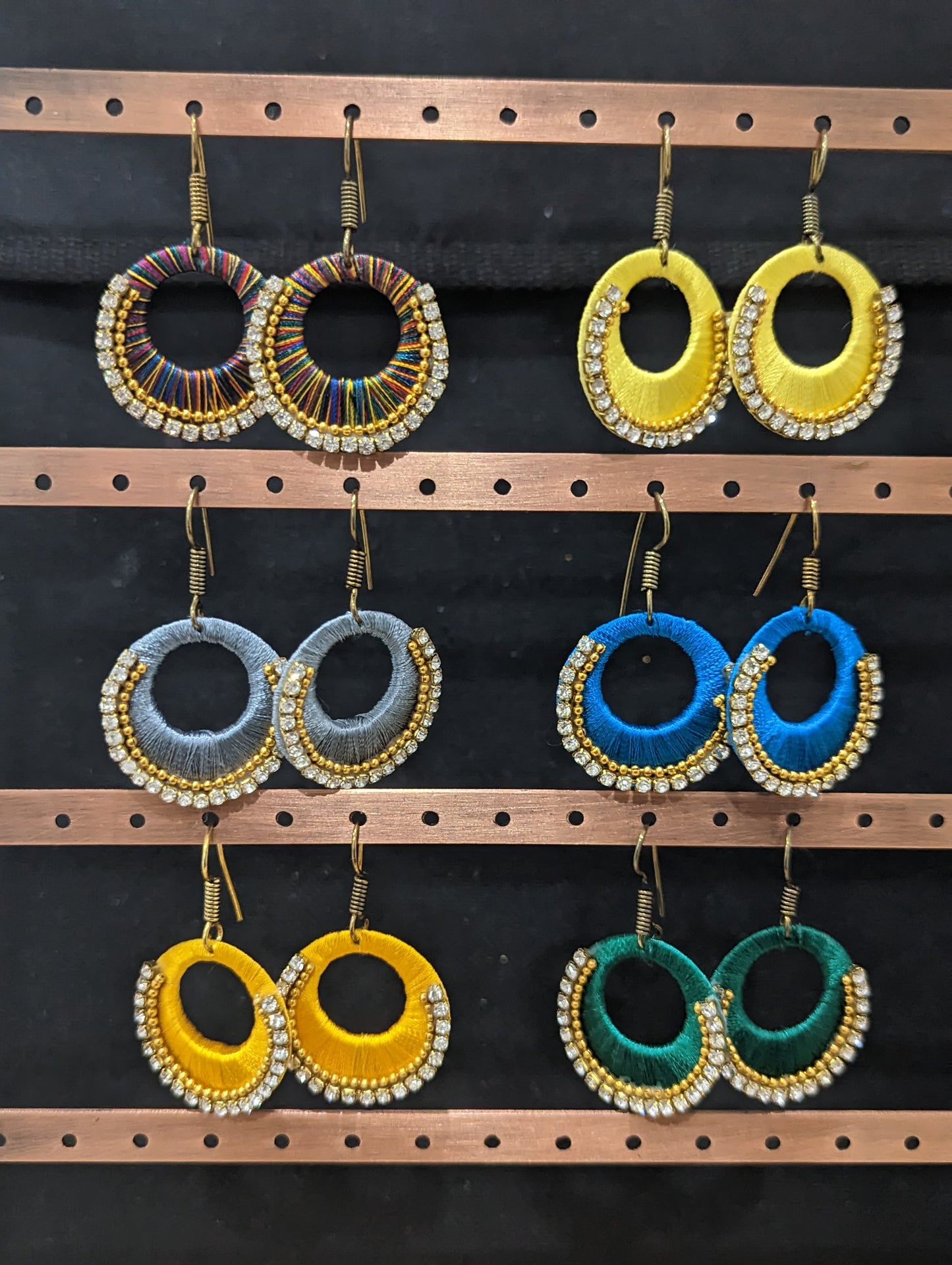 Silk thread Circle Chandbali Earrings