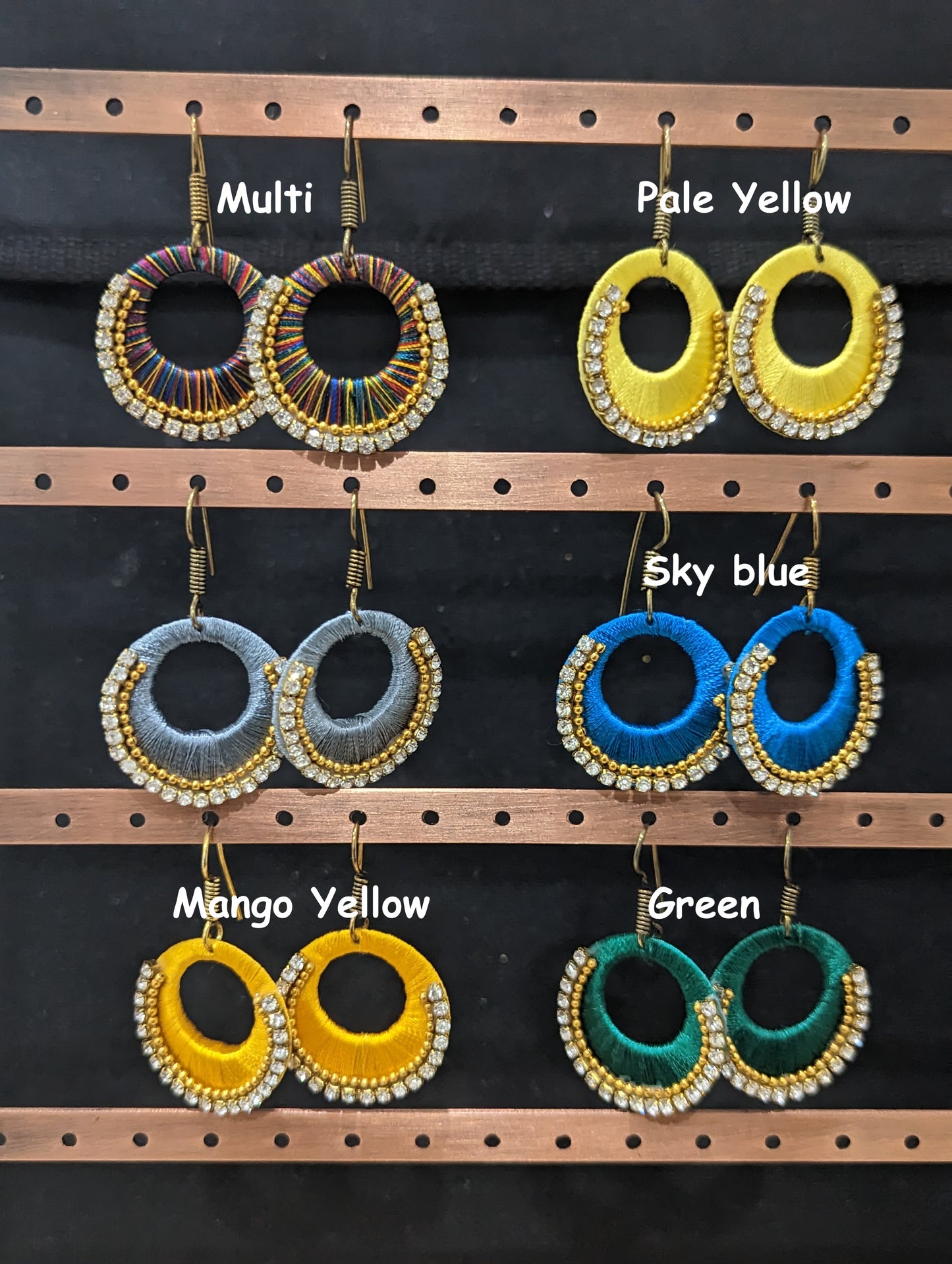 Silk thread Circle Chandbali Earrings