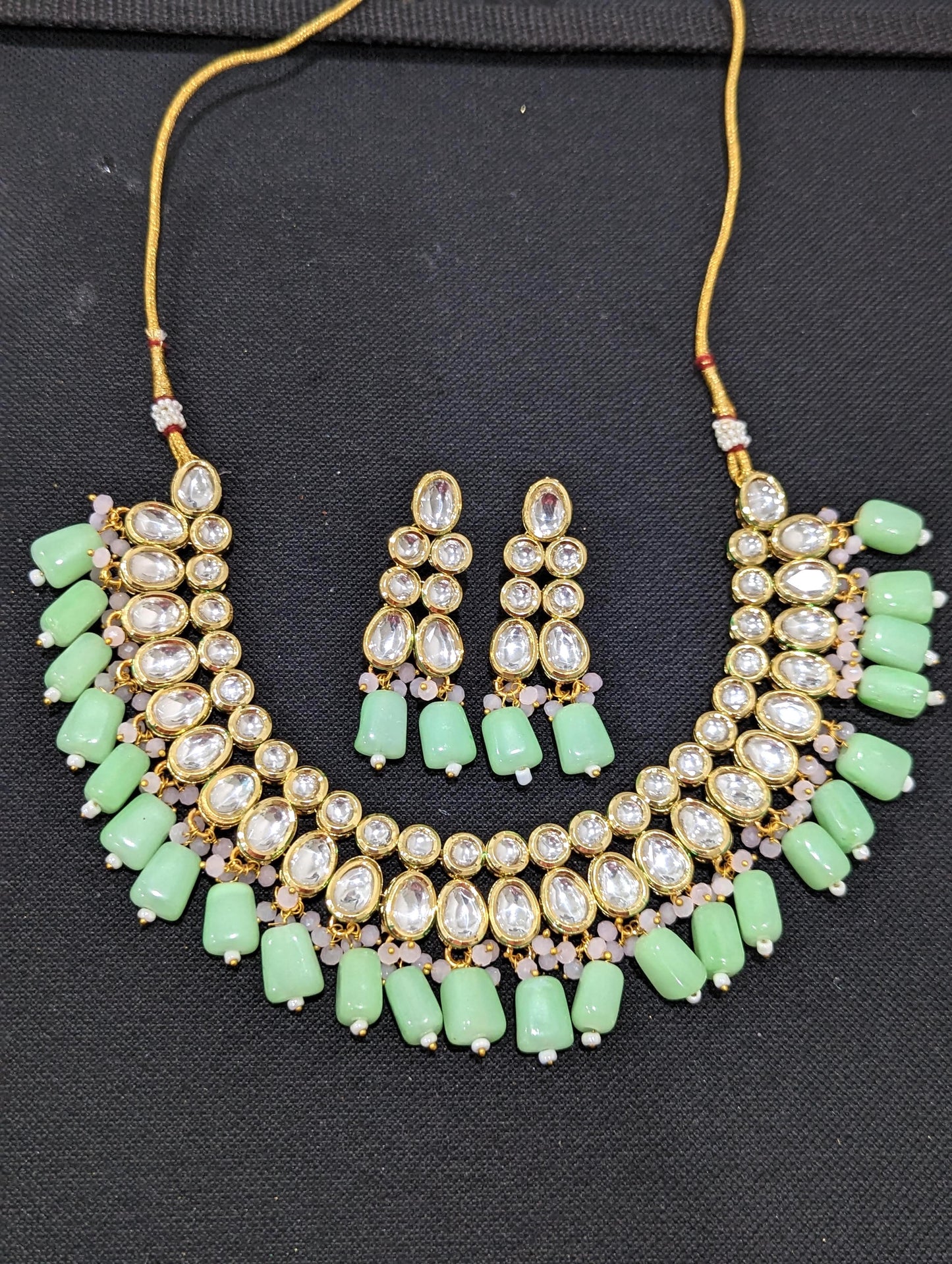 Bold bead dangle Grand Kundan Choker Set