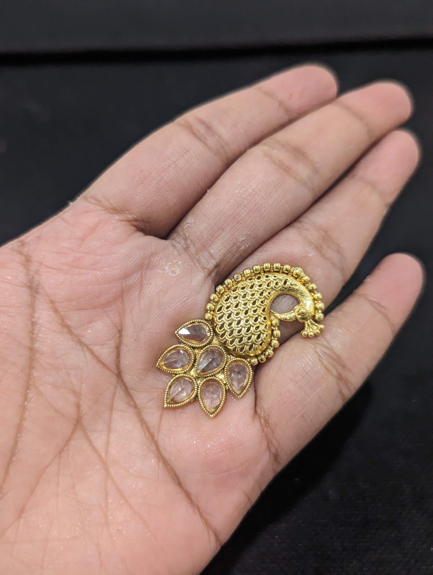 Polki stone Gold plated Peacock Finger rings