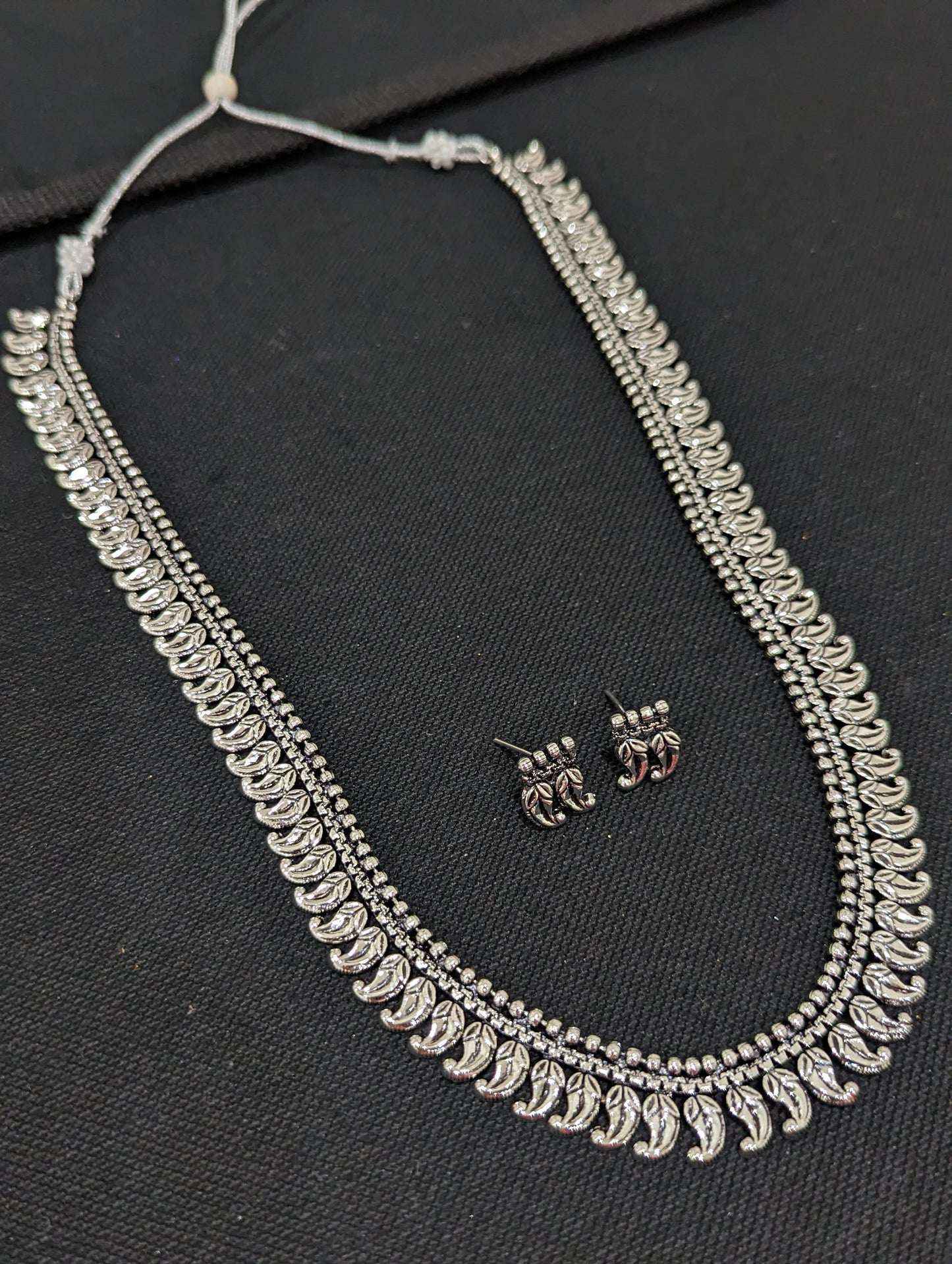 Oxidized silver Mango design necklace and earrings set