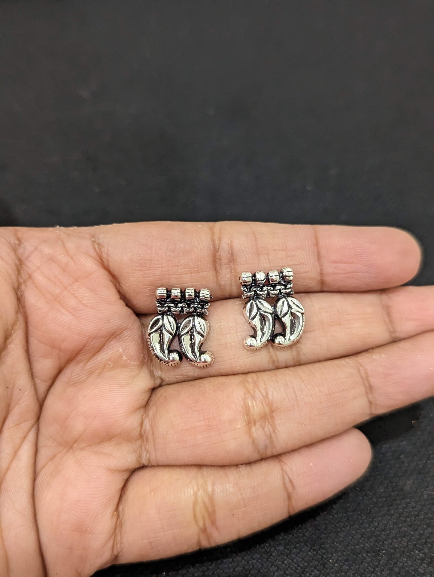 Oxidized silver Mango design necklace and earrings set