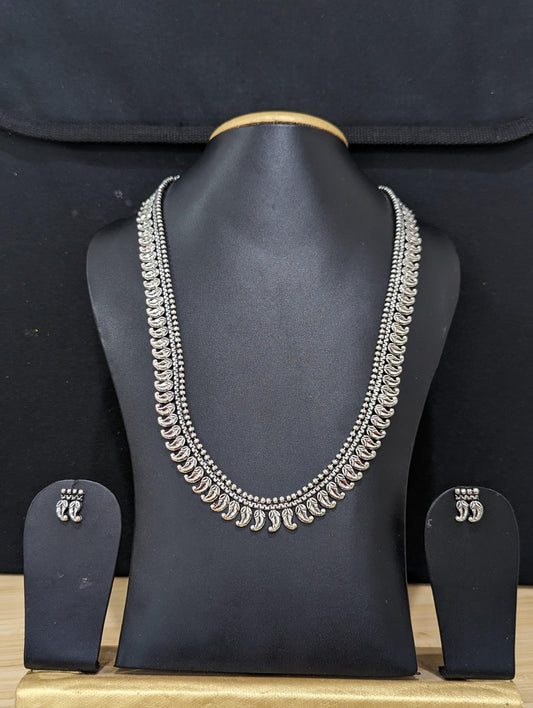 Oxidized silver Mango design necklace and earrings set