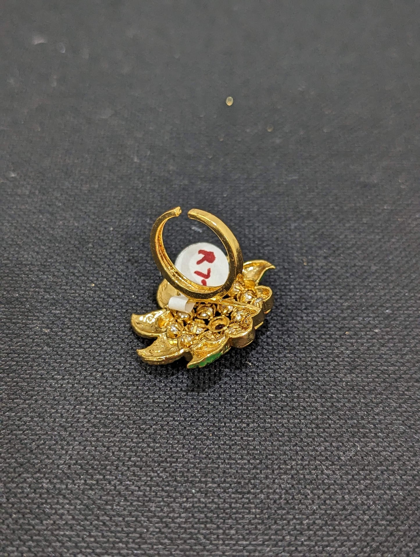 Green color Kundan adjustable Finger ring - Simpliful