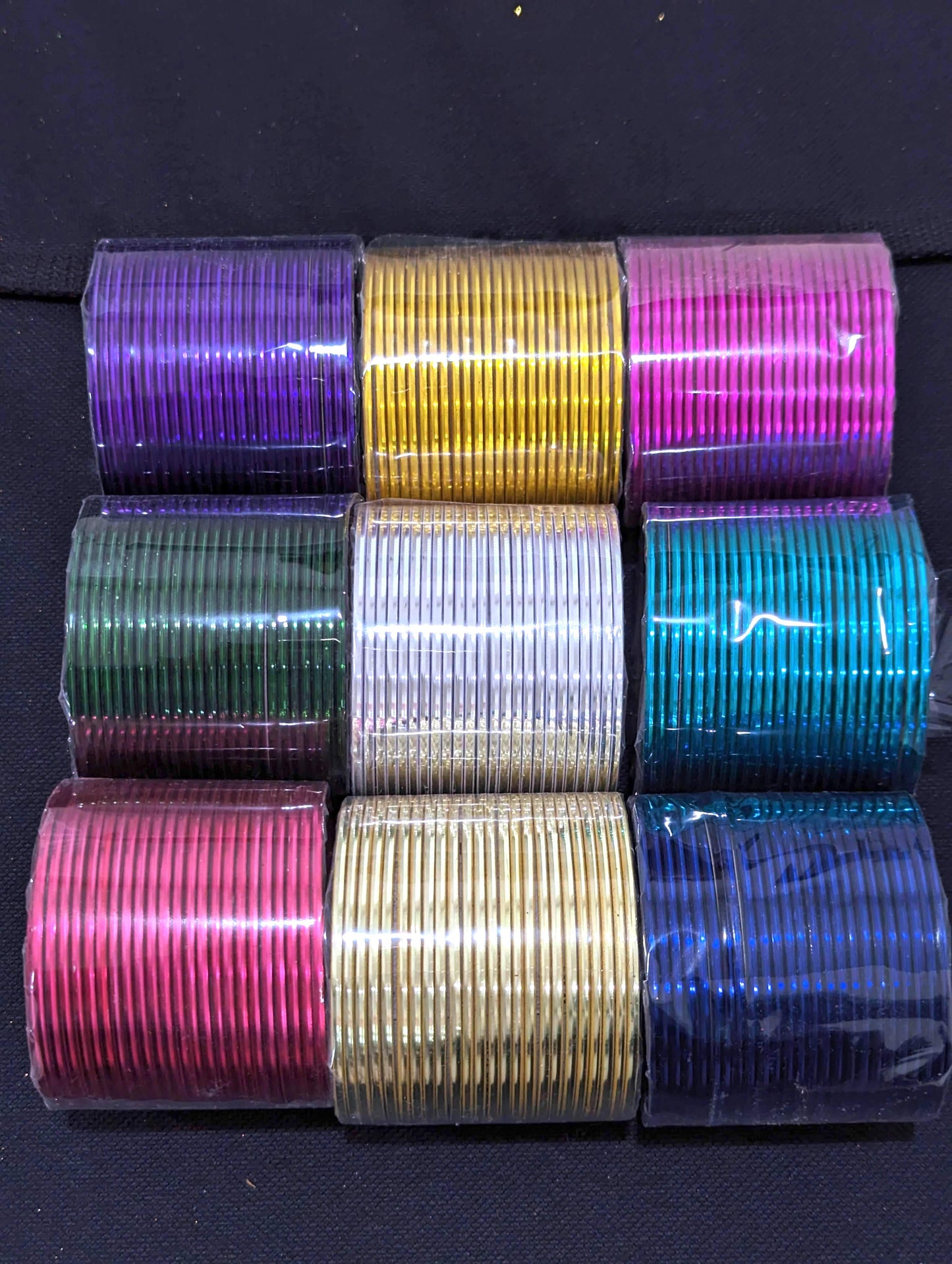 Colorful Shiny Plain Metal Bangles - 2 dozen