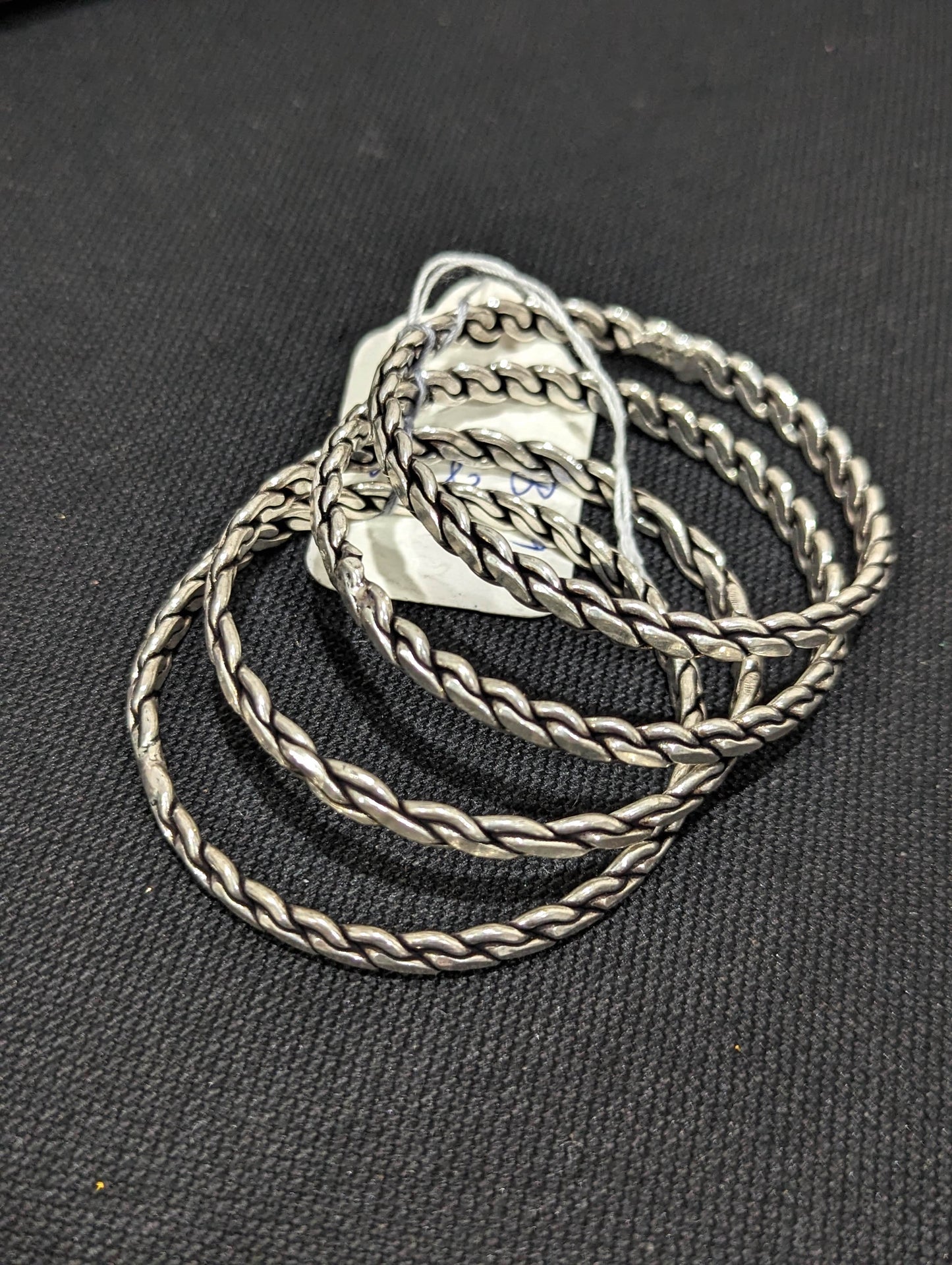 Spiral design oxidized silver bangles - Set of 4 - Simpliful