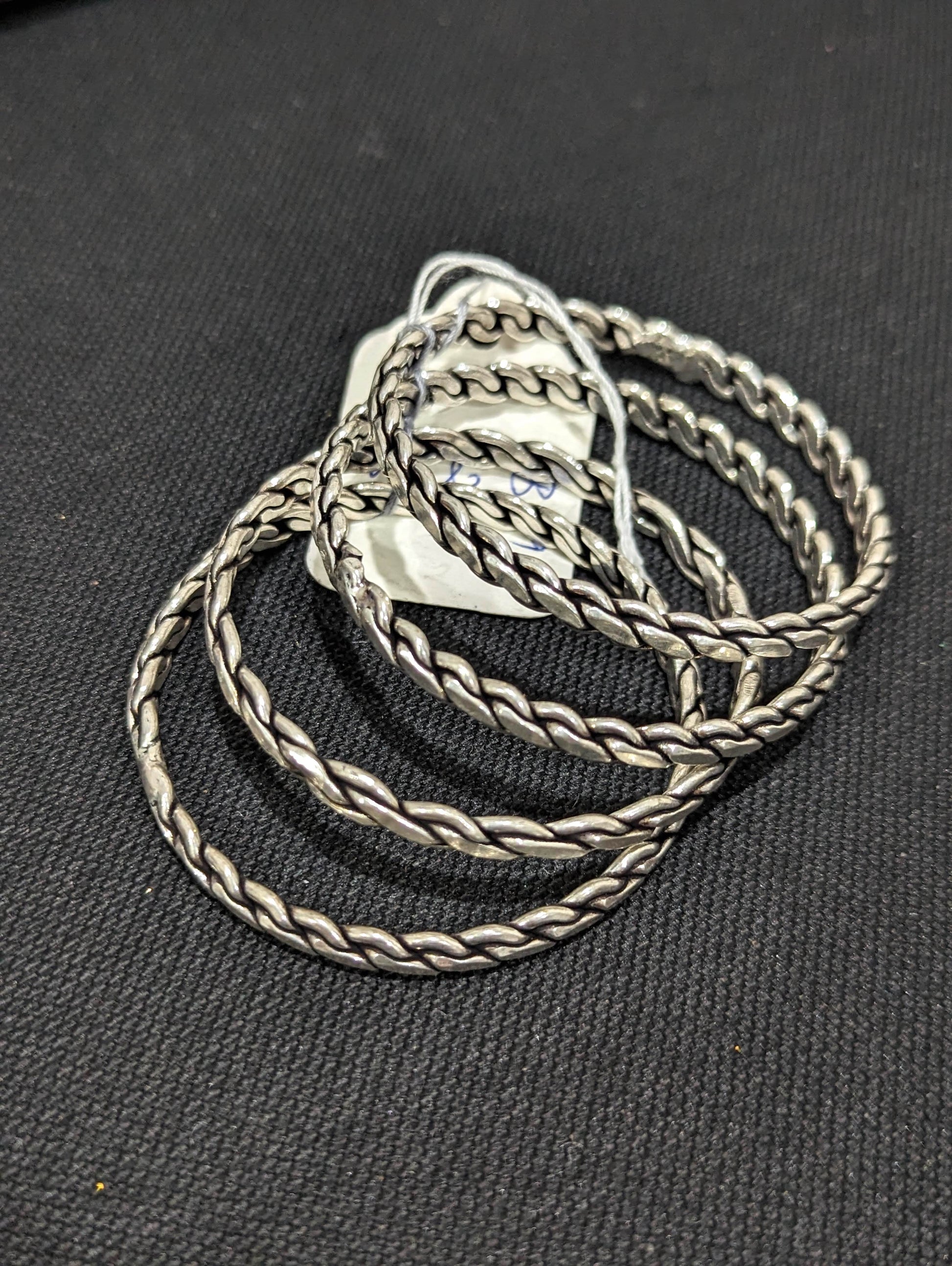 Spiral design oxidized silver bangles - Set of 4 - Simpliful