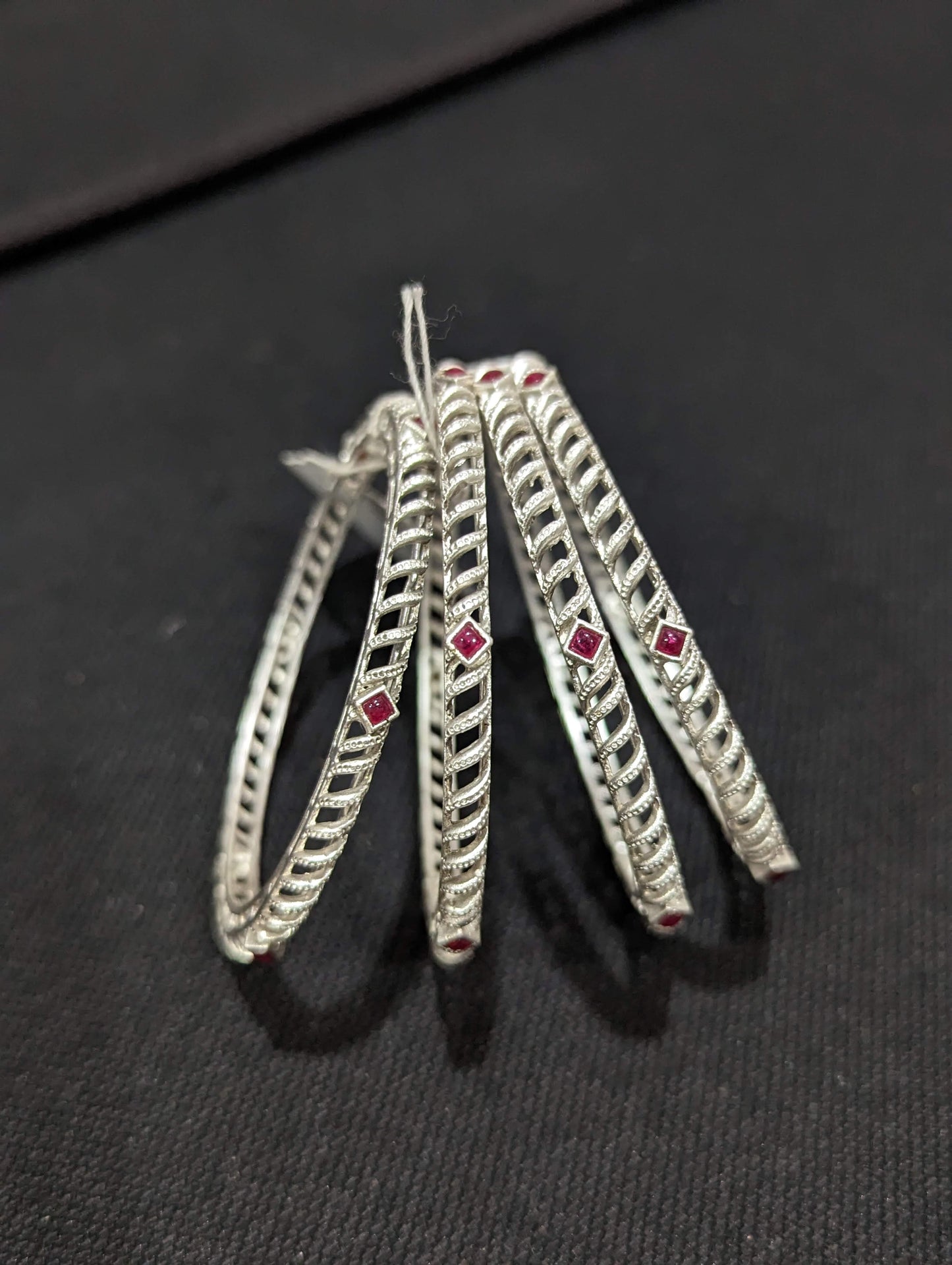 Silver matte finish Oxidized spiral bangles