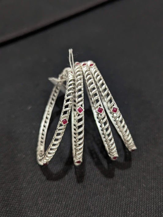 Silver matte finish Oxidized spiral bangles