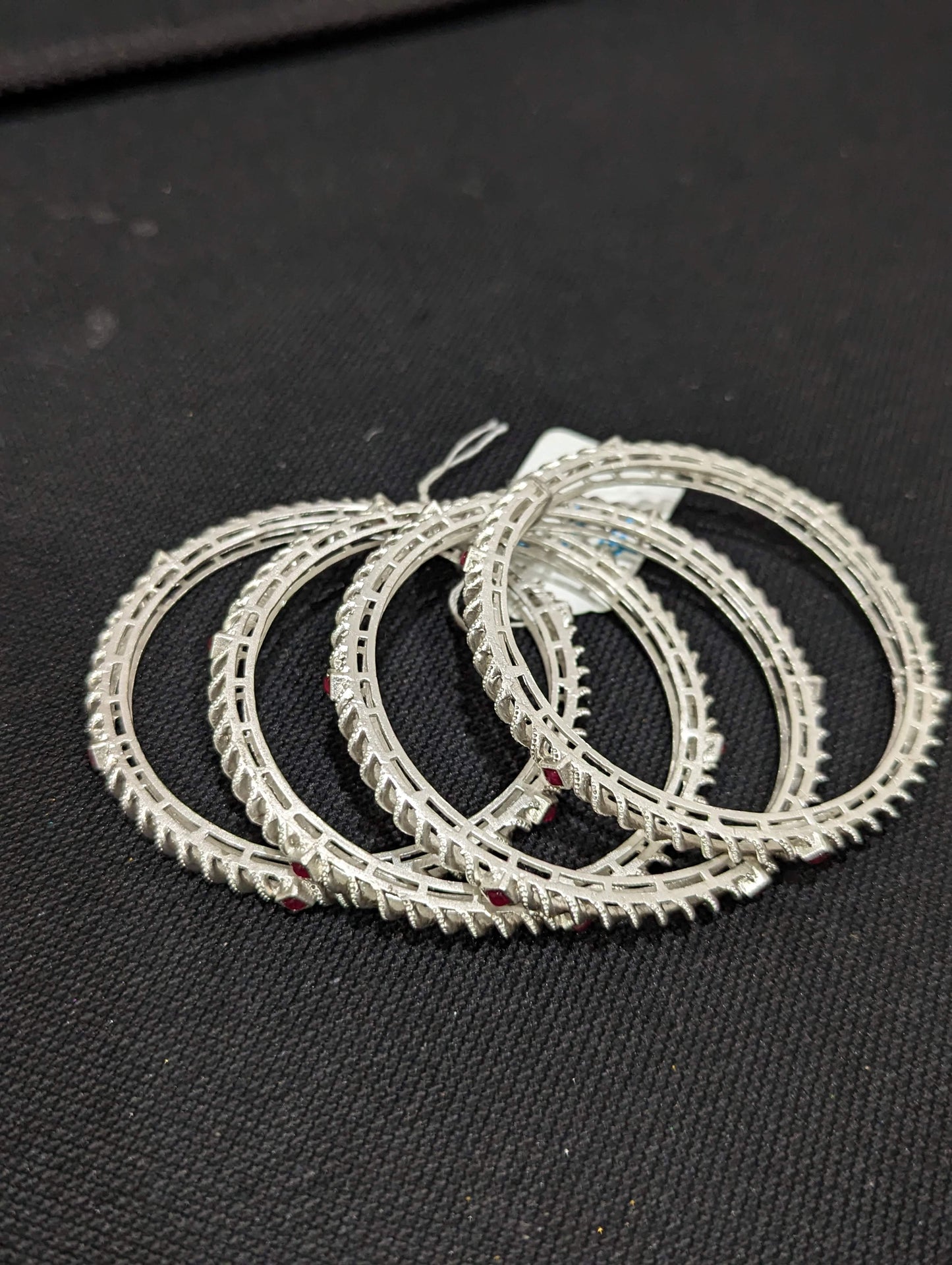 Silver matte finish Oxidized spiral bangles
