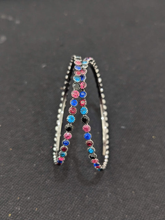 Multi color austrian crystal black plating thin bangles