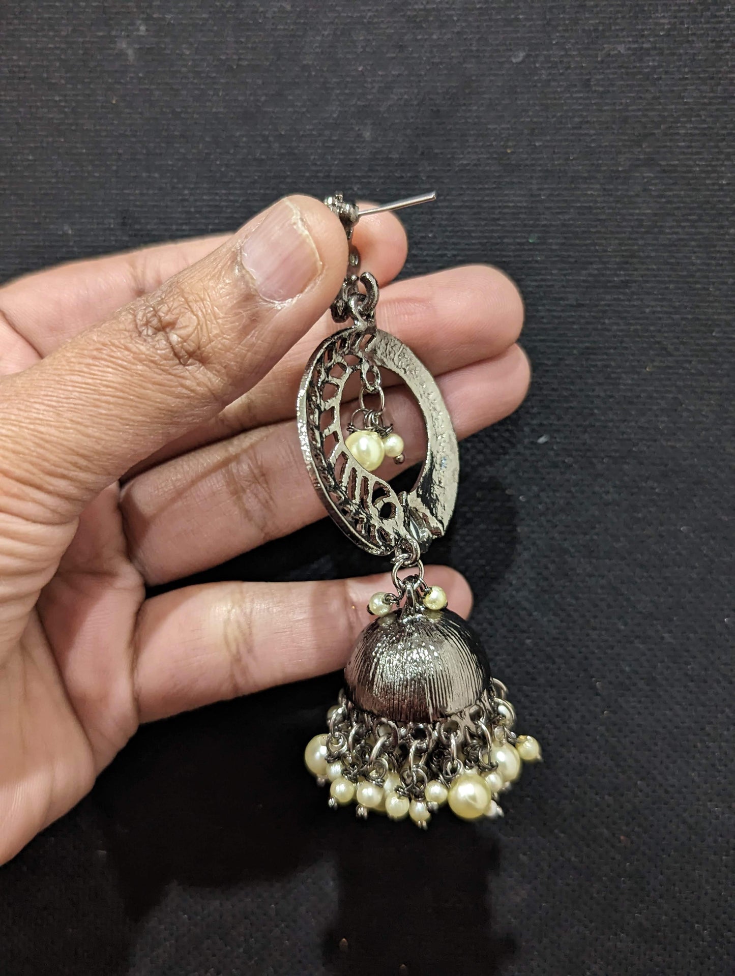 Black plating Dangle Jhumka Earrings