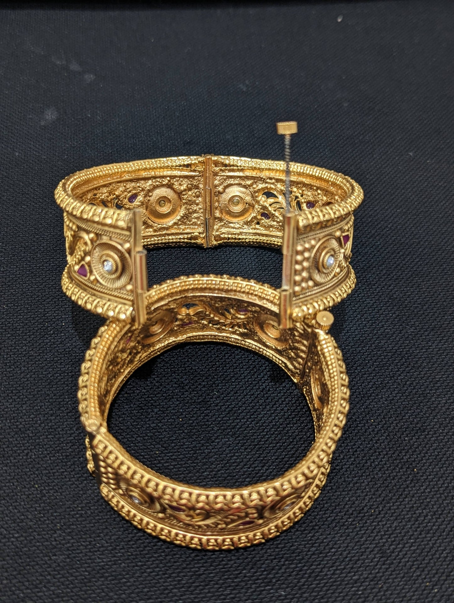 Antique matte gold broad bangles - 2x6 size