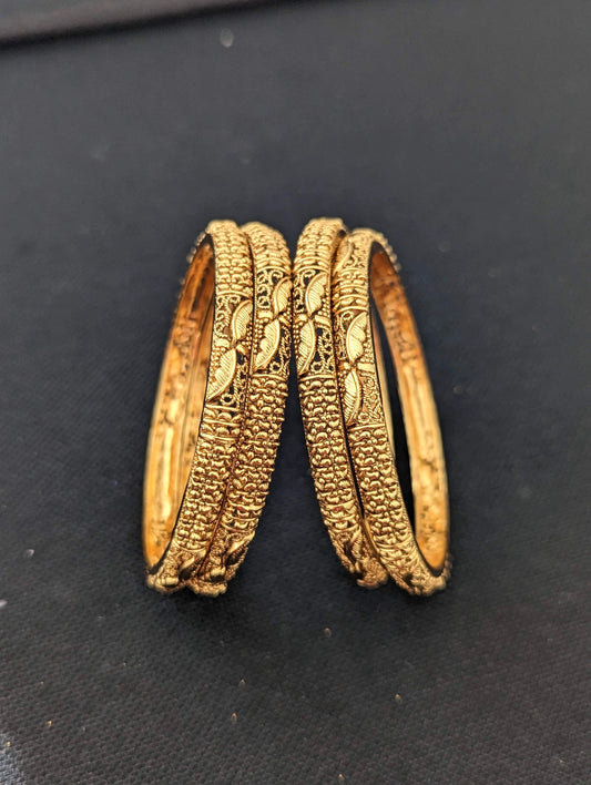 Gold plated Wing design Bangles - Set of 4