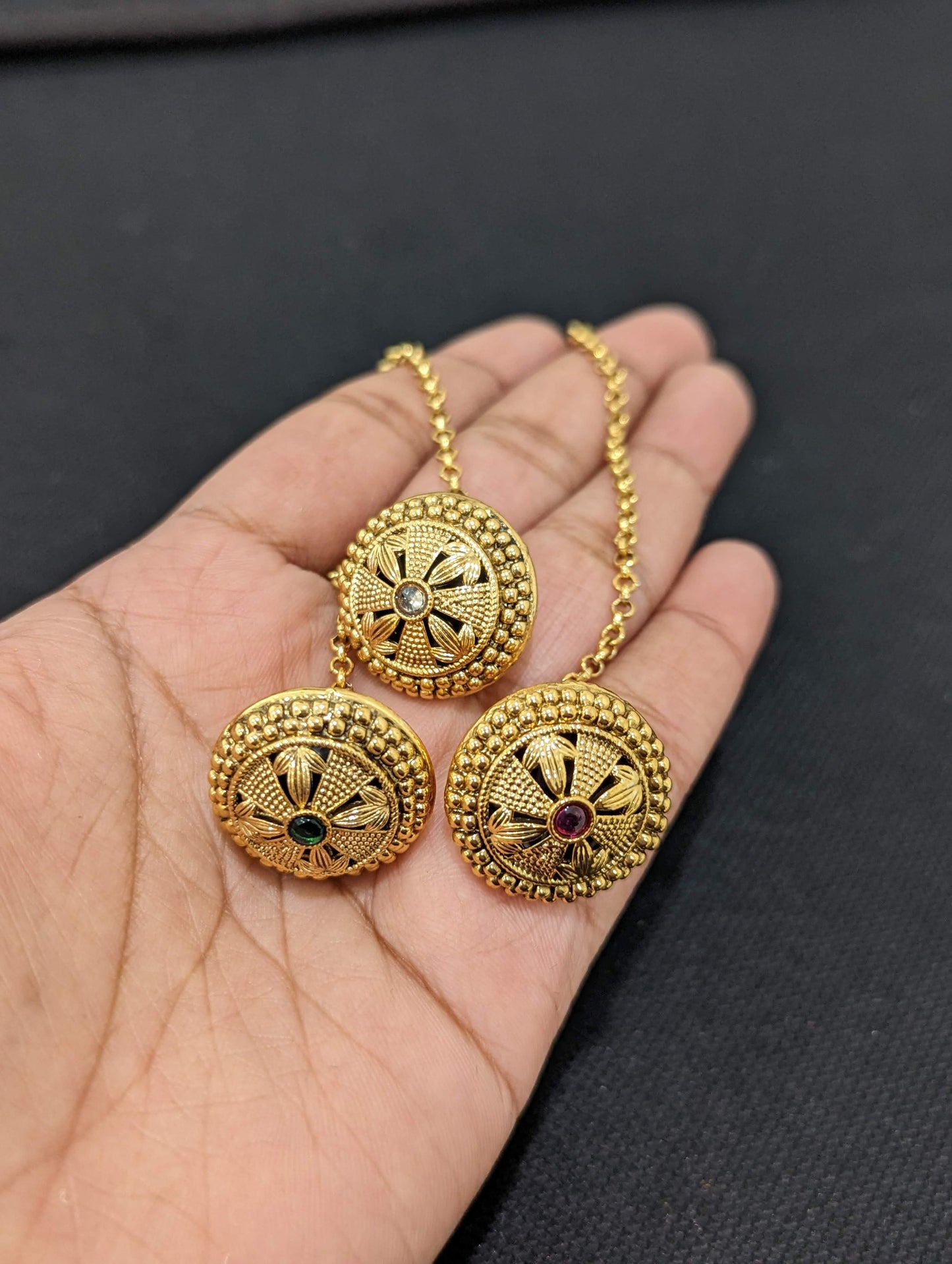 Polki stone Traditional bore maang tikka - Design 1