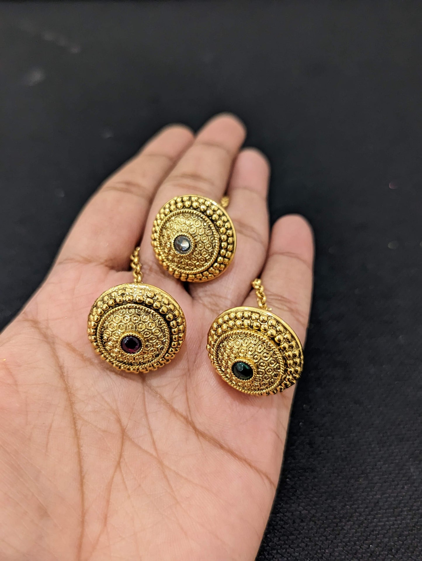 Polki stone Traditional bore maang tikka - Design 3