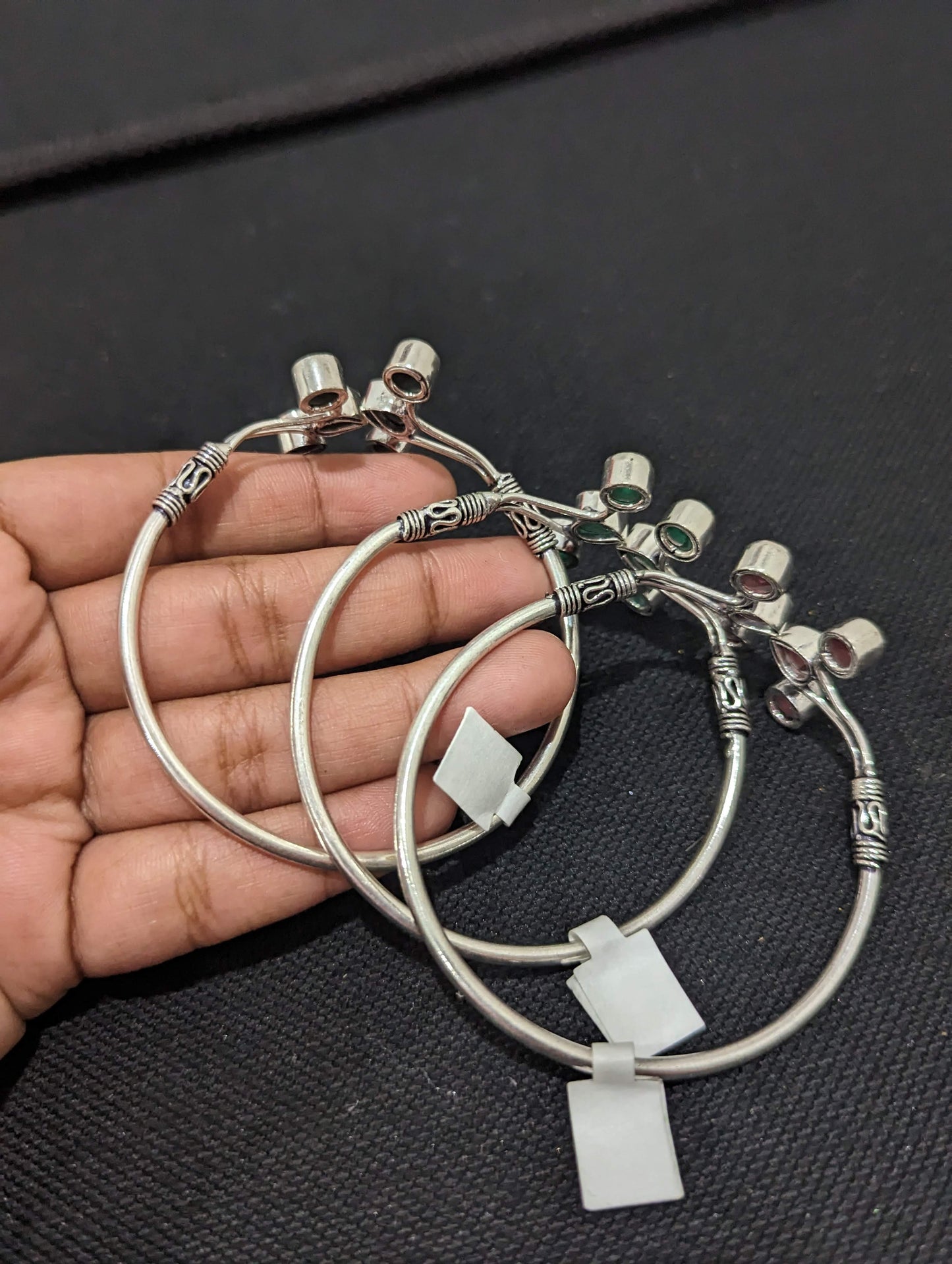 Bright silver CZ stone bangle bracelet - Simpliful