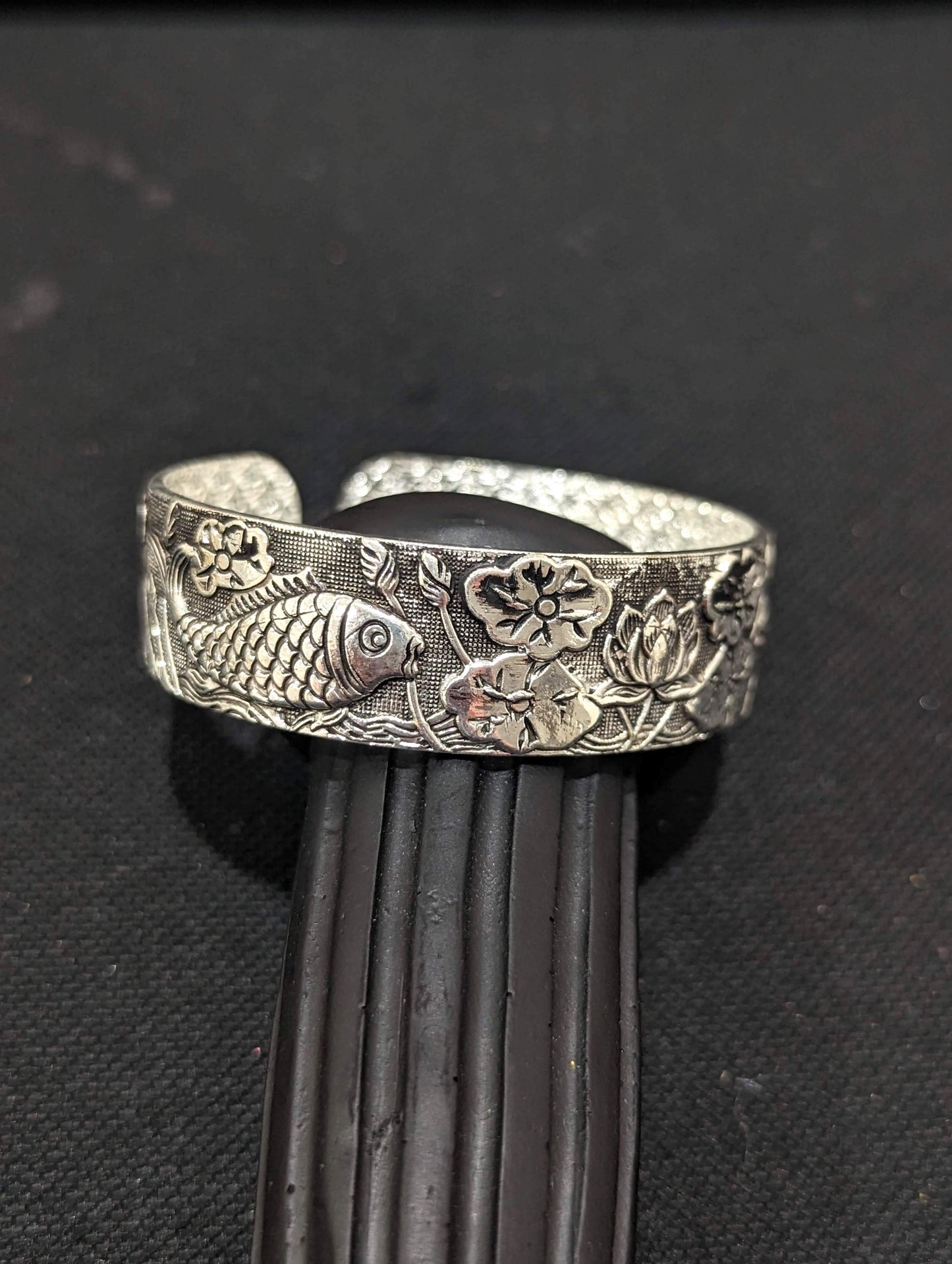 Antique silver oxidized kada - Fish Design - Simpliful