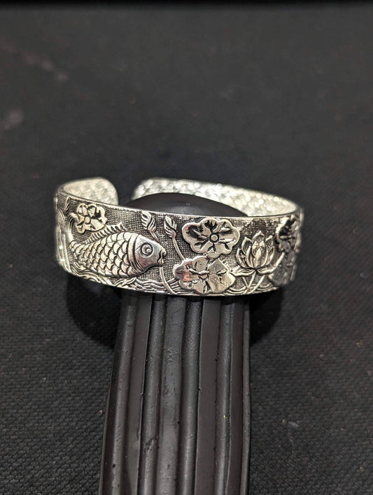Antique silver oxidized kada - Fish Design - Simpliful