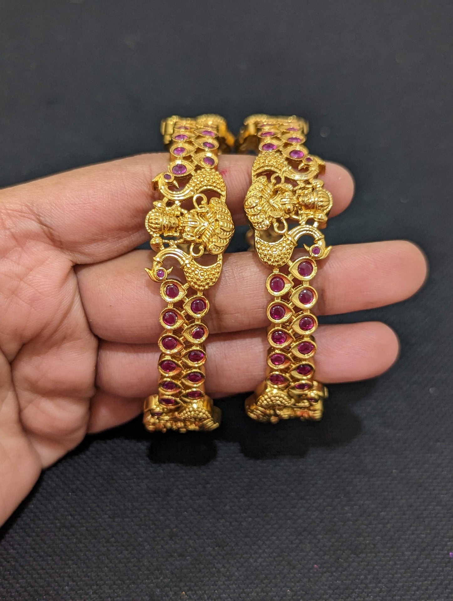 Lakshmi ji Ruby kemp Antique bangles
