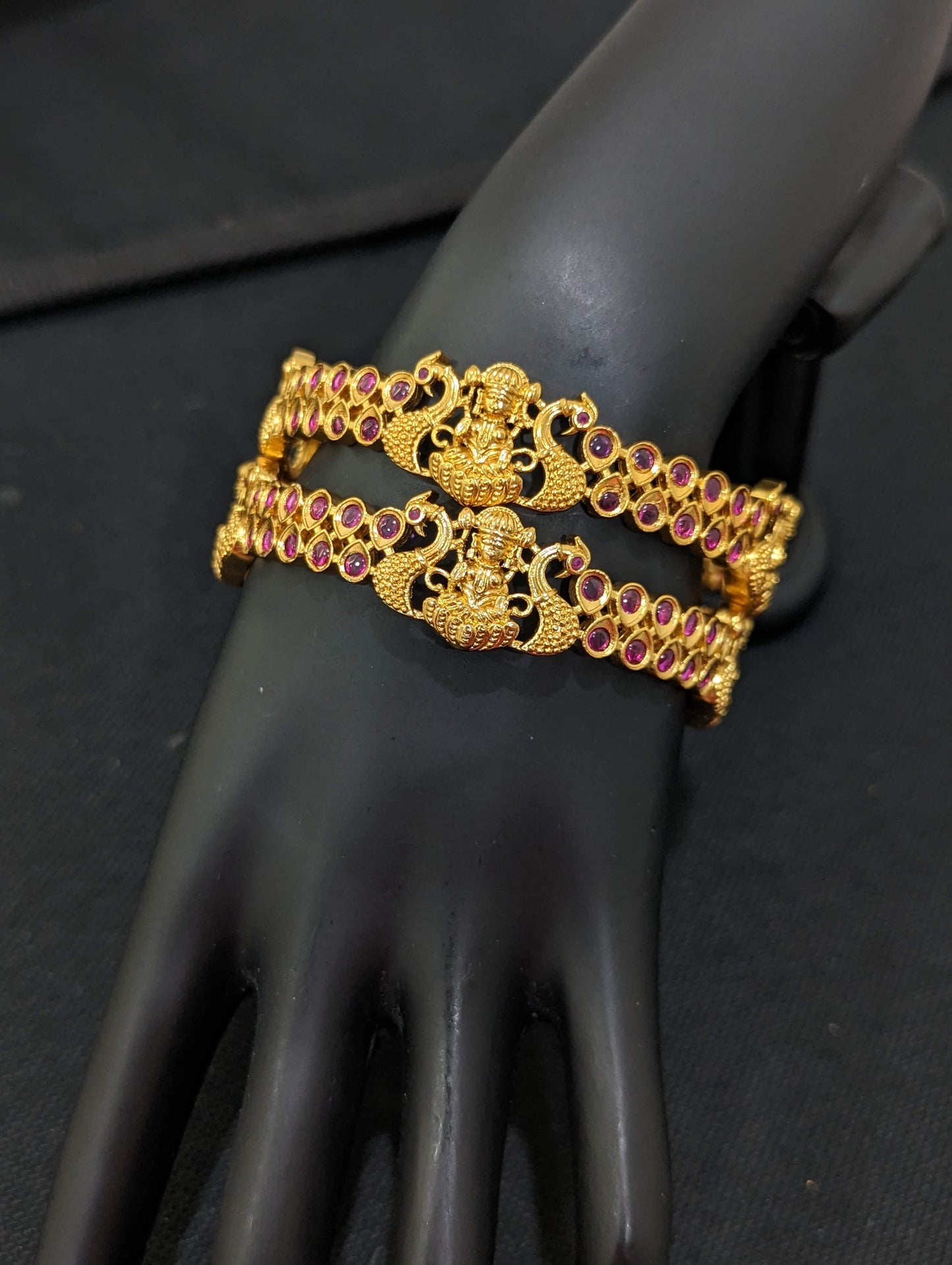 Lakshmi ji Ruby kemp Antique bangles