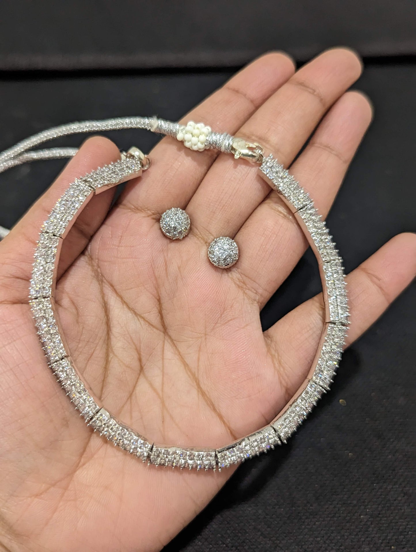 Elegant Choker necklace and Small Stud Earrings set