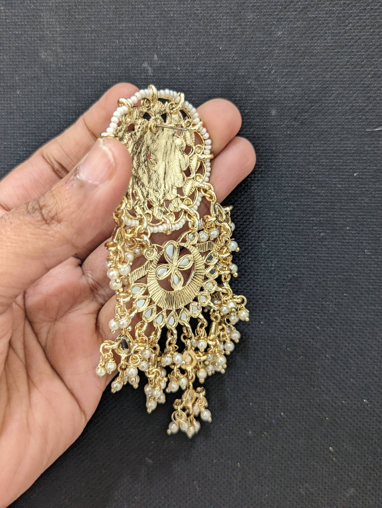 Enamel work Glass Kundan Long Dangle Earrings