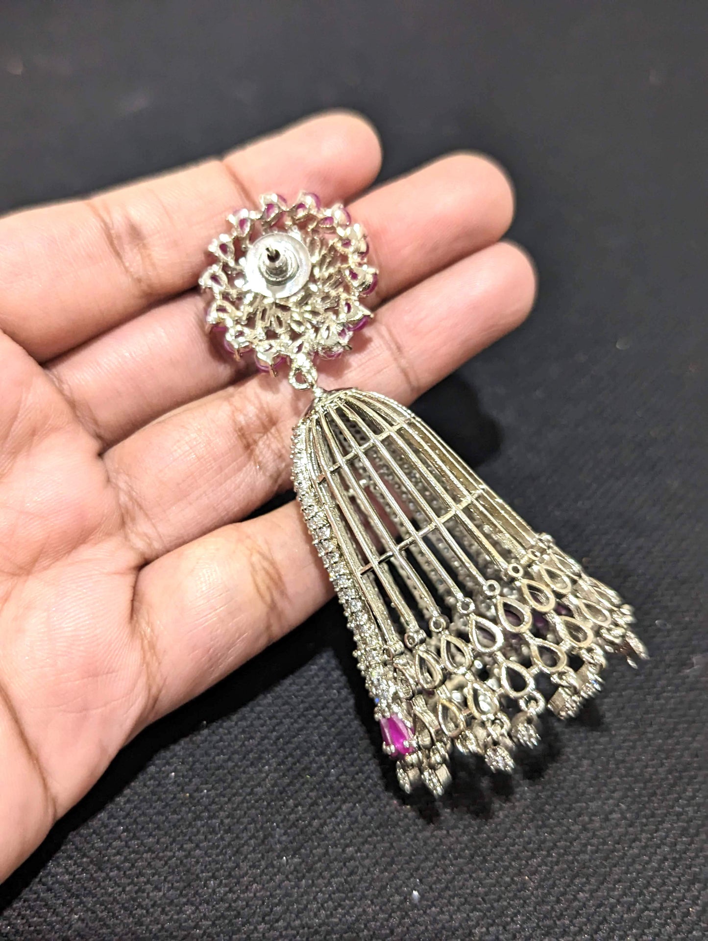 XL size Statement Jhumka CZ Earrings