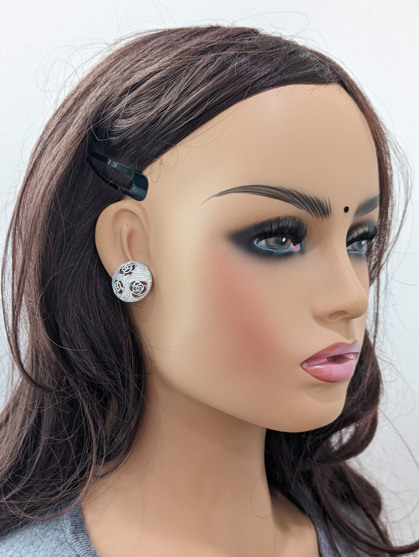 Rose flower design zirconia Stud Earrings