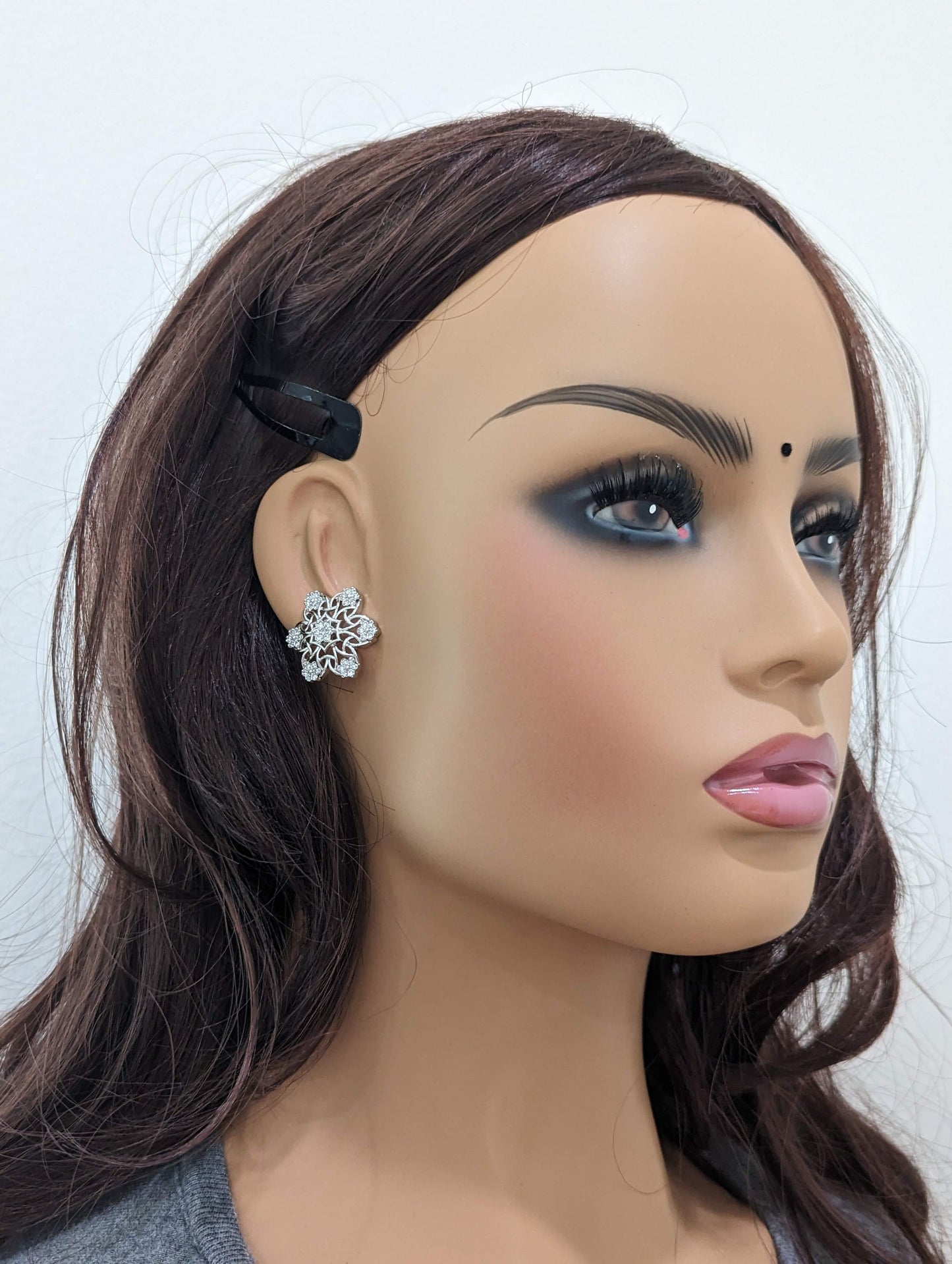 Snowflakes design CZ Stud Earrings